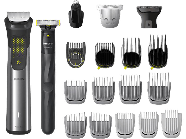 Philips MG9555/15 All-in-One Trimmer Serie 9000 Präzisionstrimmer & One Blade, Edelstahl/Schwarz, Akkubetrieb