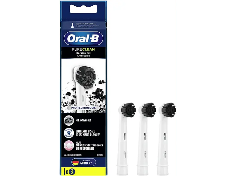 Oral-B Aktivkohle 3er Schwarz Aufsteckbürsten