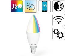 Hama 176583 WLAN-LED-Lampe, E14, 5,5W, RGBW, dimmbar, Kerze, für Sprach-/App-Steuerung