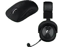LOGITECH G Bundle pro X Kabelgebundenes Gaming-Headset mit Blue VO!CE, 7.1 Surround-Sound, Schwarz + Headset-Ständer; Gaming Headset