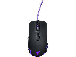 ISY IGM 1000-1 Gaming Maus, USB, 6-Tasten, 6400 DPI, Violette LED-RGB, Schwarz