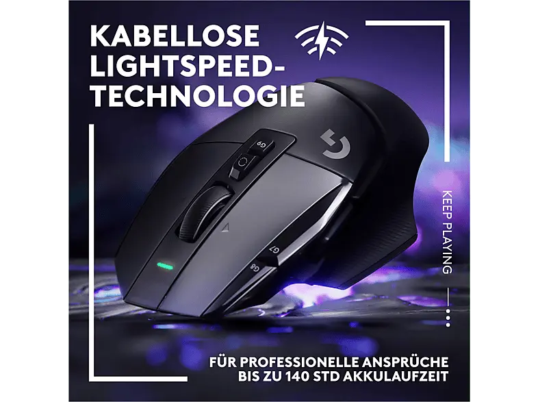 LOGITECH G G502 X Lightspeed Kabellose Gaming Maus, LightForce Hybrid-Switches, kompatibel mit PowerPLAY, Schwarz