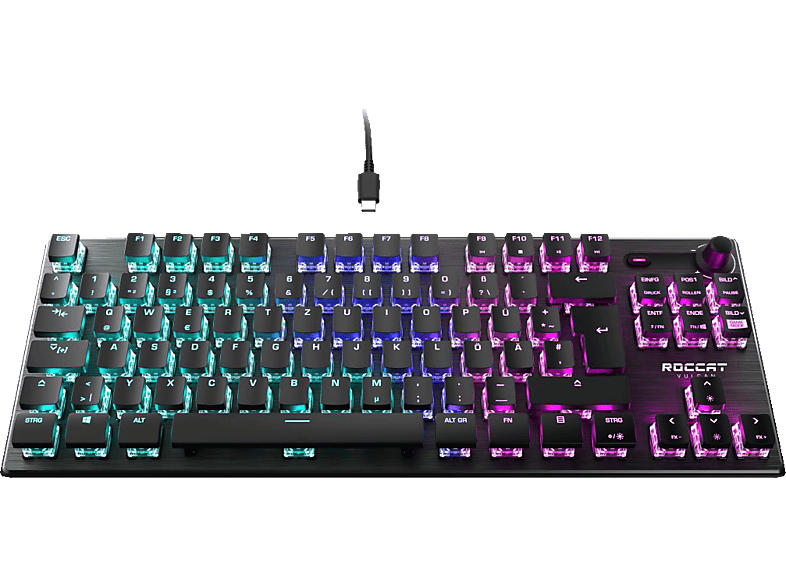 Roccat Gaming Tastatur Vulcan TKL, Red Switch, RGB, Titan Speed, USB, DE, Kabelgebunden, Schwarz