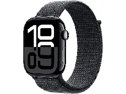 Apple Watch Series 10 GPS 46mm Aluminiumgehäuse, Sport Loop Armband, Diamantschwarz; Smartwatch