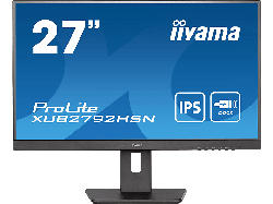 iiyama ProLite XUB2792HSN-B5 Monitor for Business, 27 Zoll, FHD, 75Hz, 4ms (GTG), USB-C Dock, Gb-LAN, 250cd, IPS, 99% sRGB, Lautsprecher, Schwarz