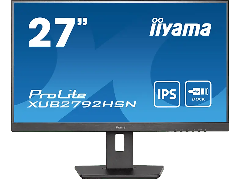 IIYAMA ProLite XUB2792HSN-B5 Monitor for Business, 27 Zoll, FHD, 75Hz, 4ms (GTG), USB-C Dock, Gb-LAN, 250cd, IPS, 99% sRGB, Lautsprecher, Schwarz
