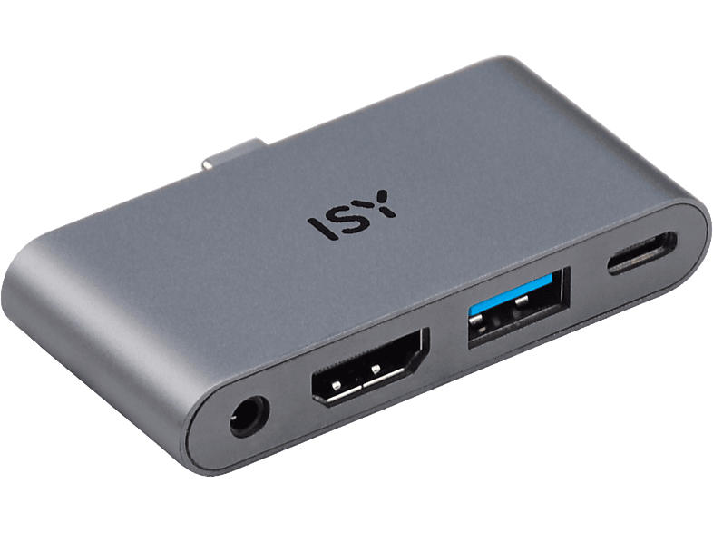 ISY Adapter IAD-1019 USB-C 4-in-1 mit Power Delivery, 4K/30Hz, Silber