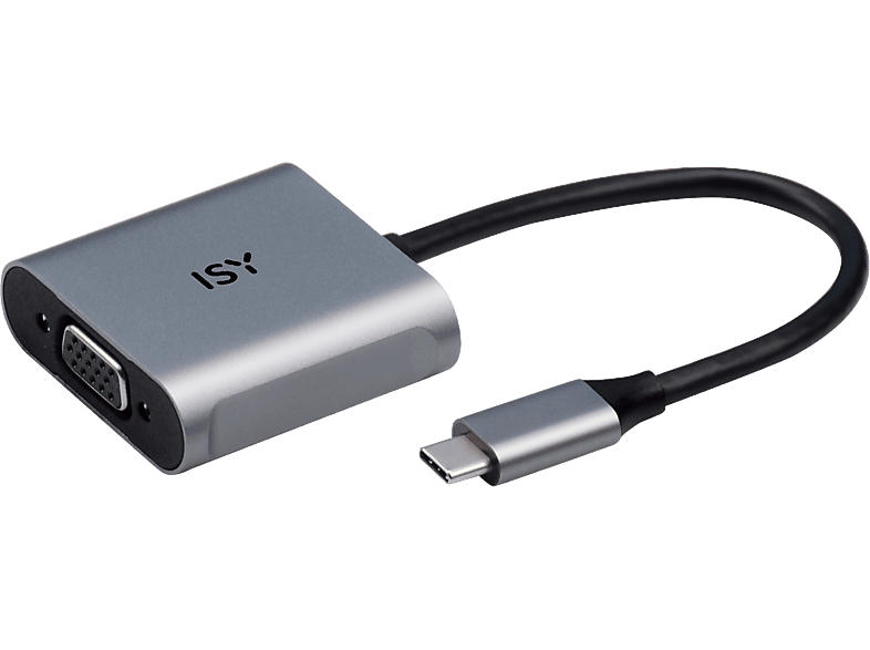 ISY Adapter IAD-1014 USB 3.1 Typ-C auf VGA mit Power Delivery, FHD/60Hz, Silber