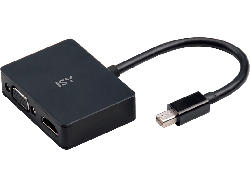 ISY Adapter IAD-1011 Mini Displayport auf HDMI 1.4 und VGA, FHD/60Hz, Schwarz