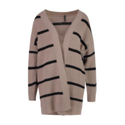 Shana Stripe Cardigan, Taupe