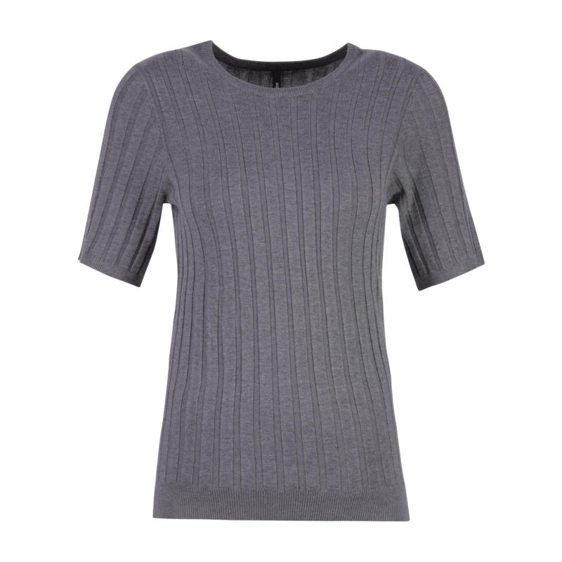 Sally Rib Pullover, Middle grey melange