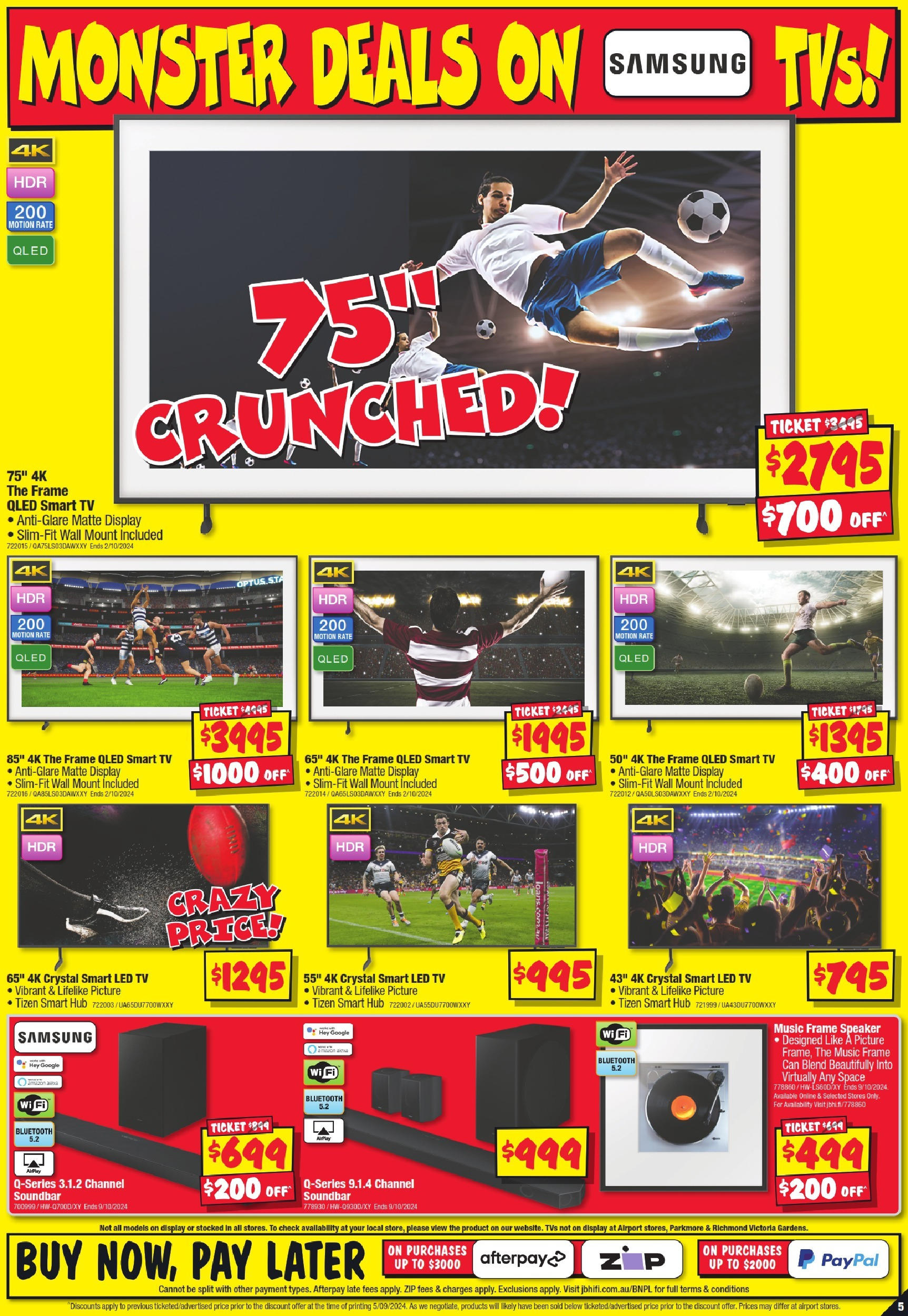 JB Hi-Fi  Catalogue  - 19/09/2024 > weekly / monthly specials | Page: 5 | Products: Picture, Tv, Speaker, Smart tv