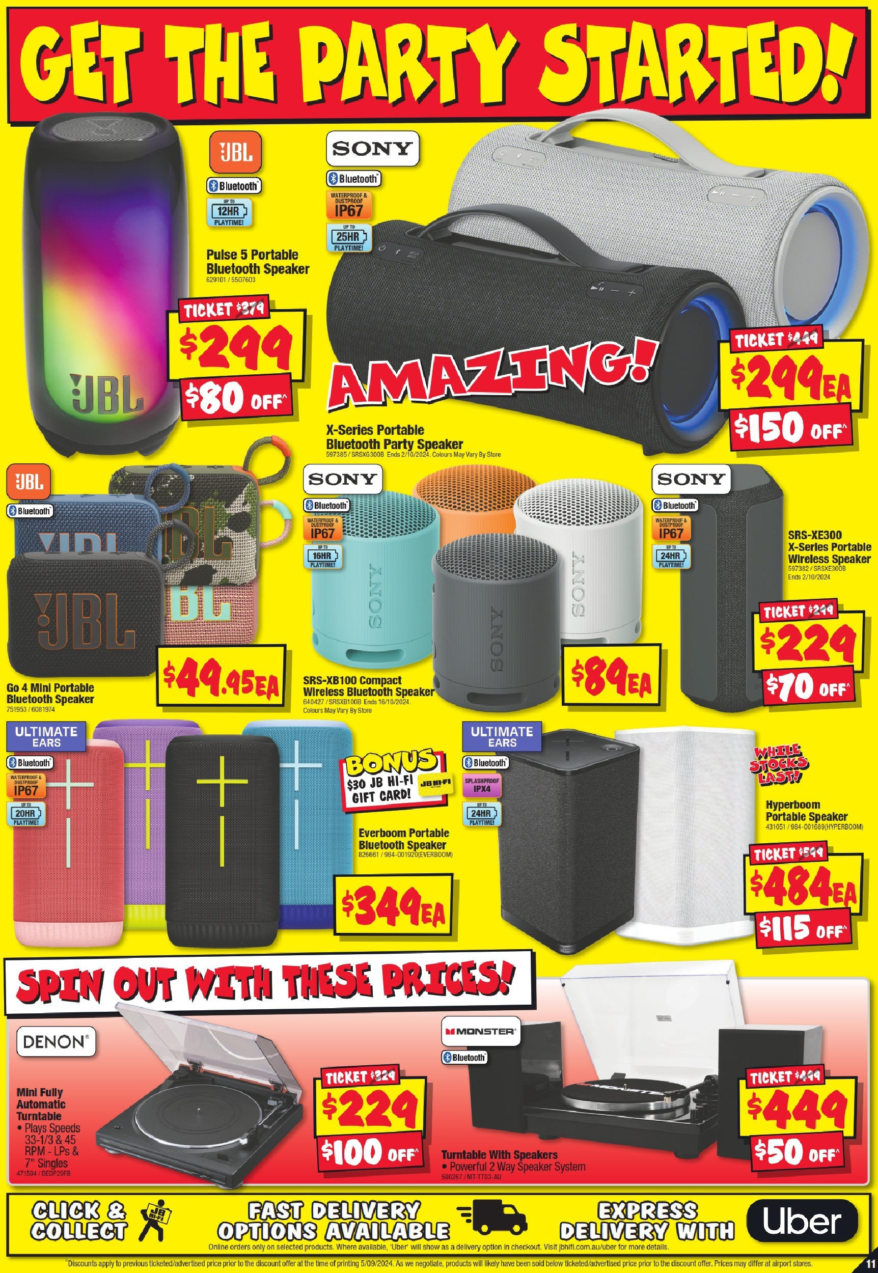 JB Hi-Fi  Catalogue  - 19/09/2024 > weekly / monthly specials | Page: 11 | Products: Bluetooth speaker, Speaker, Portable