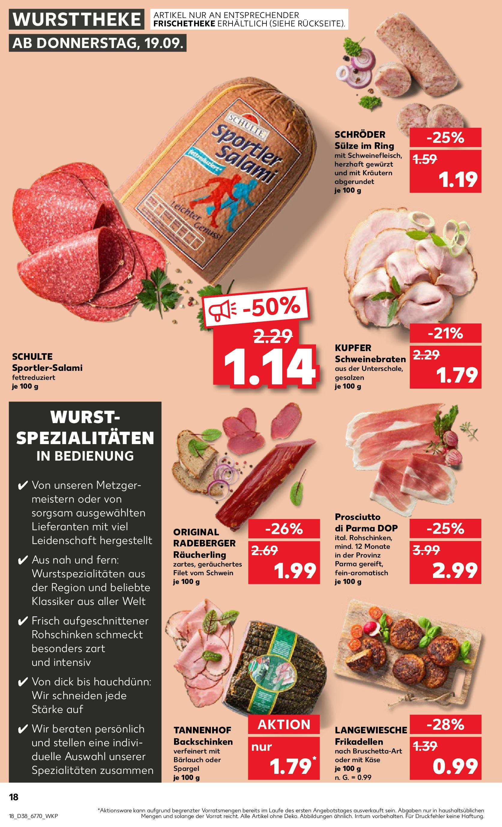 Kaufland - Nordrhein - Westfalen (ab 19.09.2024) » Angebote Online zum Blättern | Seite: 18 | Produkte: Käse, Spargel, Wurst, Salami