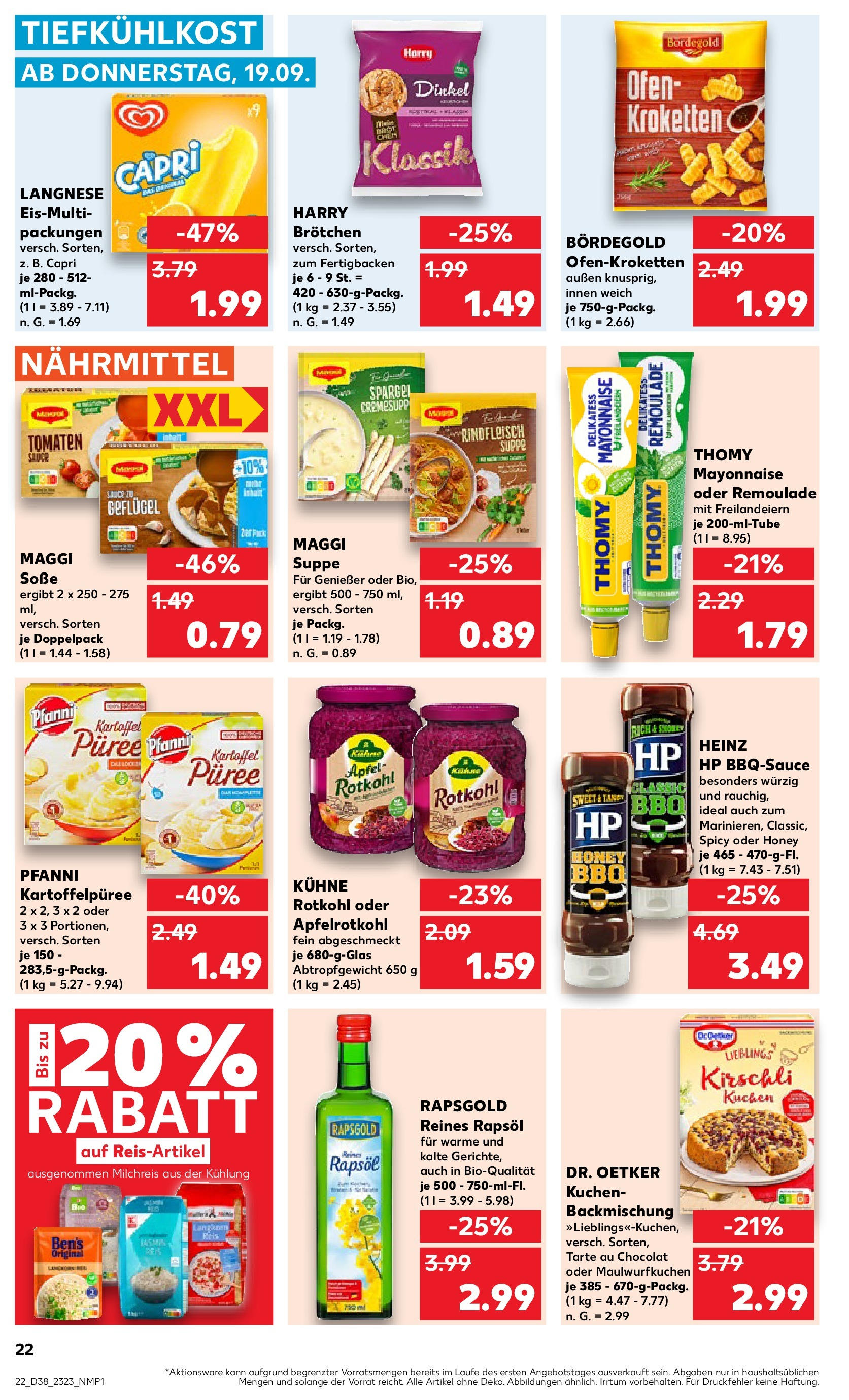 Kaufland - Nordrhein - Westfalen (ab 19.09.2024) » Angebote Online zum Blättern | Seite: 22 | Produkte: Maggi, Rapsöl, Äpfel, Kuchen