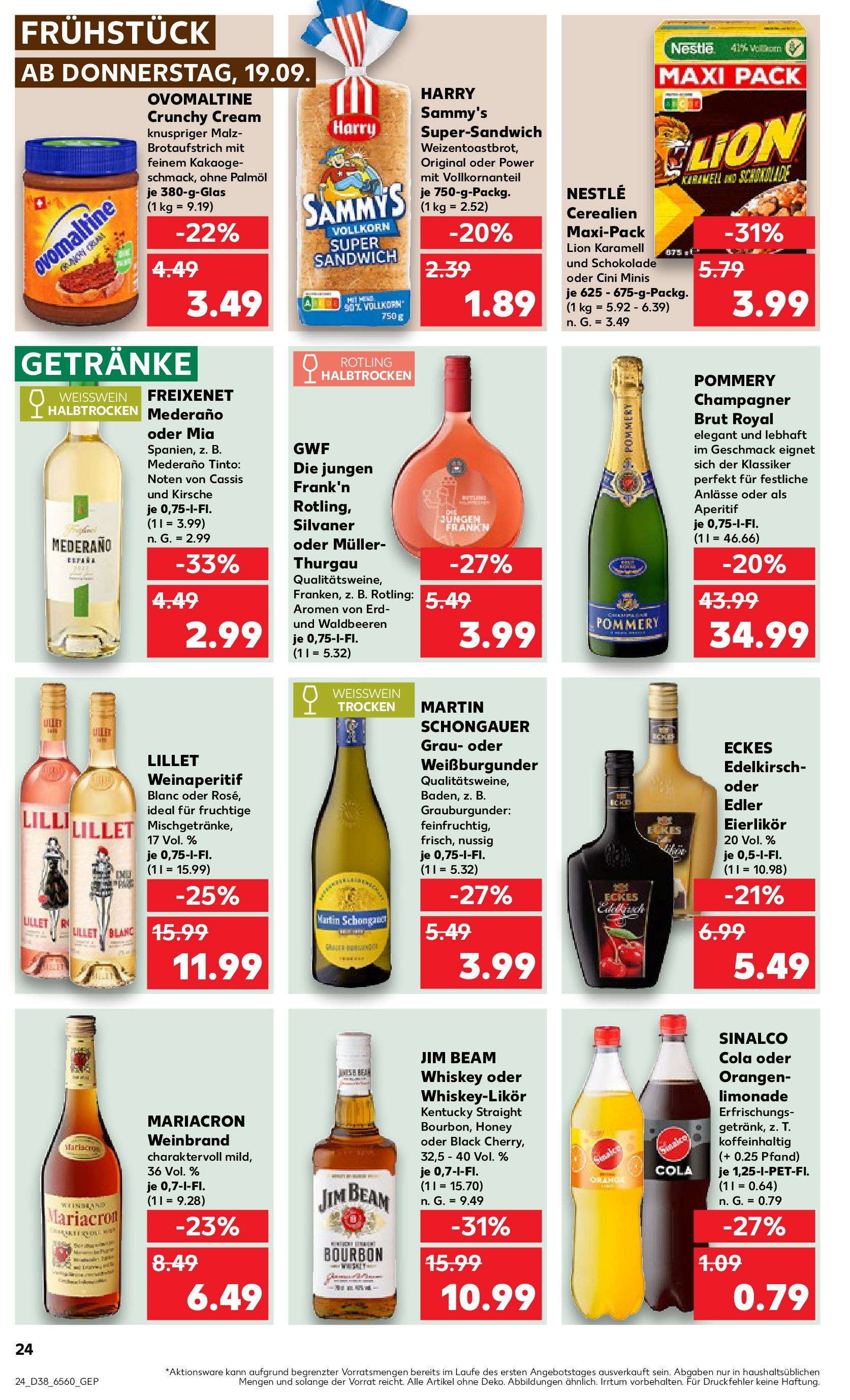 Kaufland - Nordrhein - Westfalen (ab 19.09.2024) » Angebote Online zum Blättern | Seite: 24 | Produkte: Ovomaltine, Freixenet, Weißwein trocken, Limonade