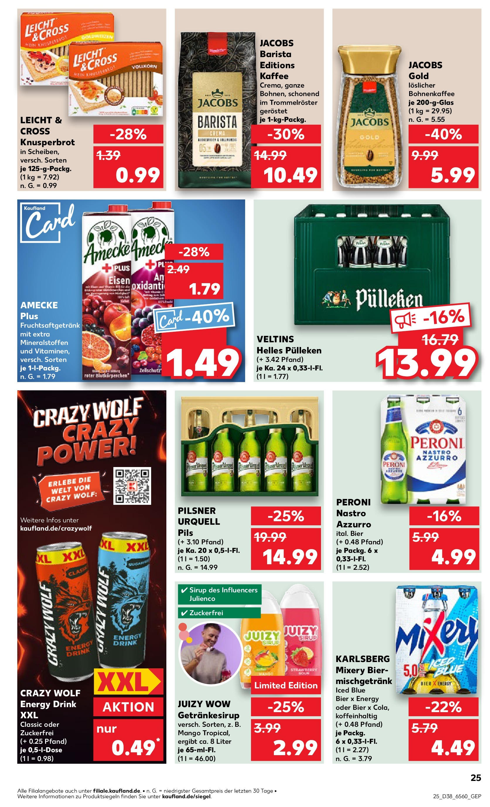 Kaufland - Nordrhein - Westfalen (ab 19.09.2024) » Angebote Online zum Blättern | Seite: 25 | Produkte: Kaffee, Bier, Mixery, Veltins