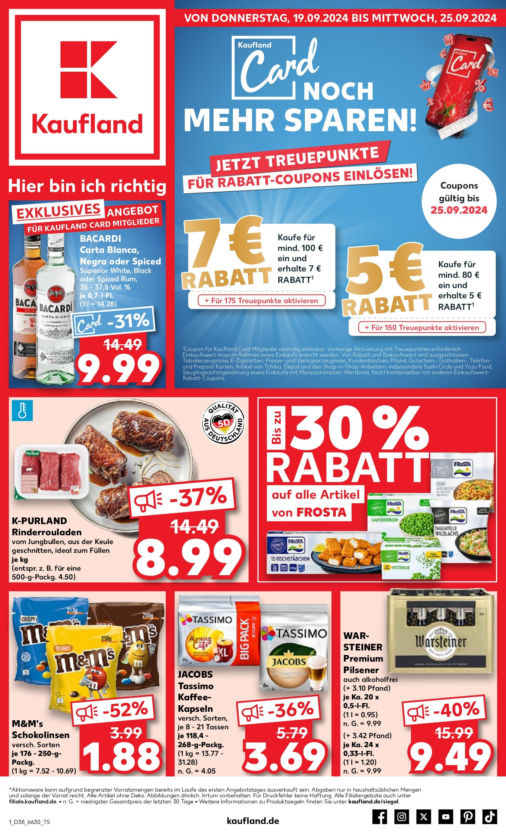 Kaufland Prospekt 	 (ab 19.09.2024) » Angebote Online zum Blättern | Seite: 1 | Produkte: M&M's, Fischstabchen, Tassimo, Telefon