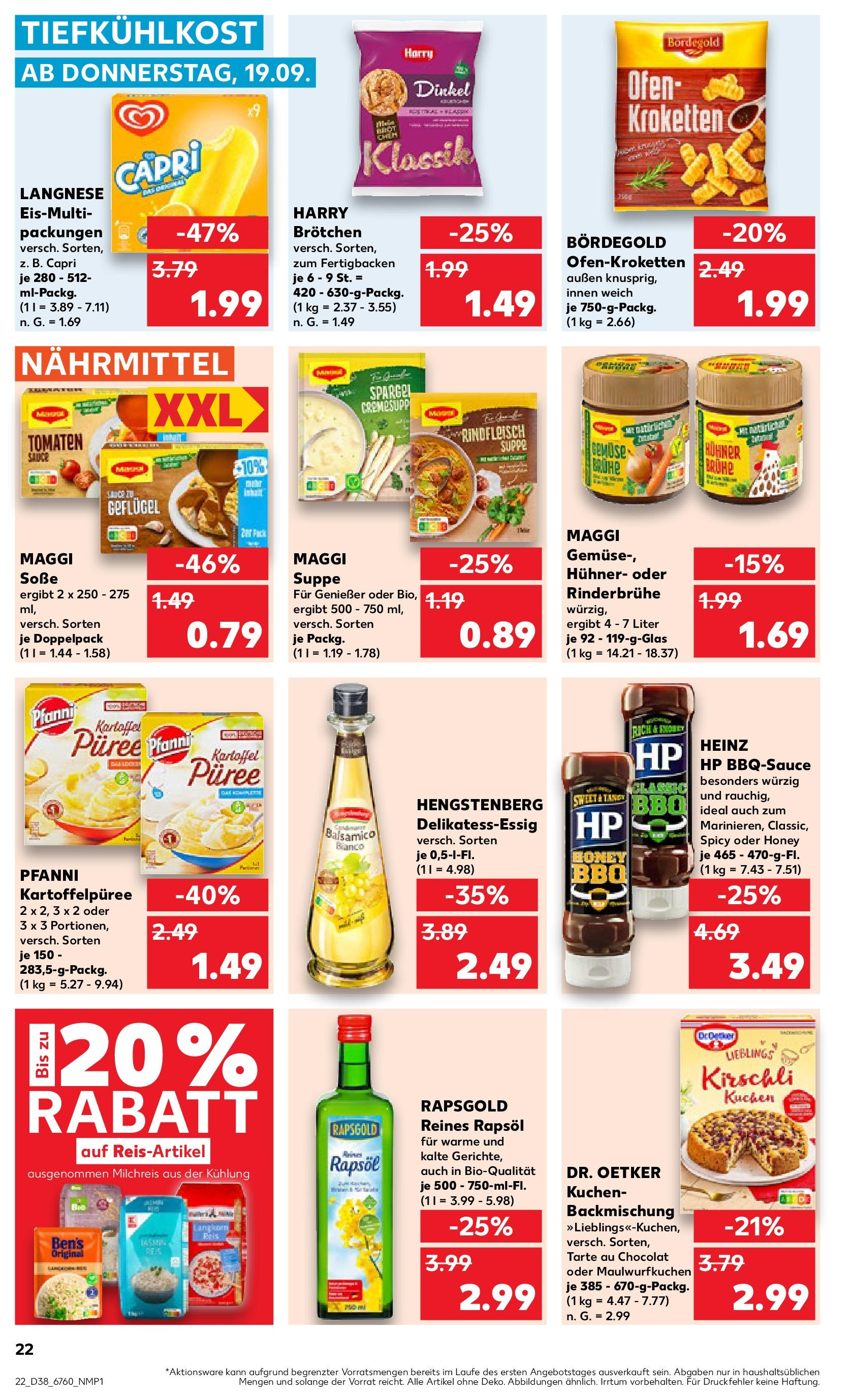 Kaufland - Bayern (ab 19.09.2024) » Angebote Online zum Blättern | Seite: 22 | Produkte: Langnese, Balsamico, Tomaten, Kuchen