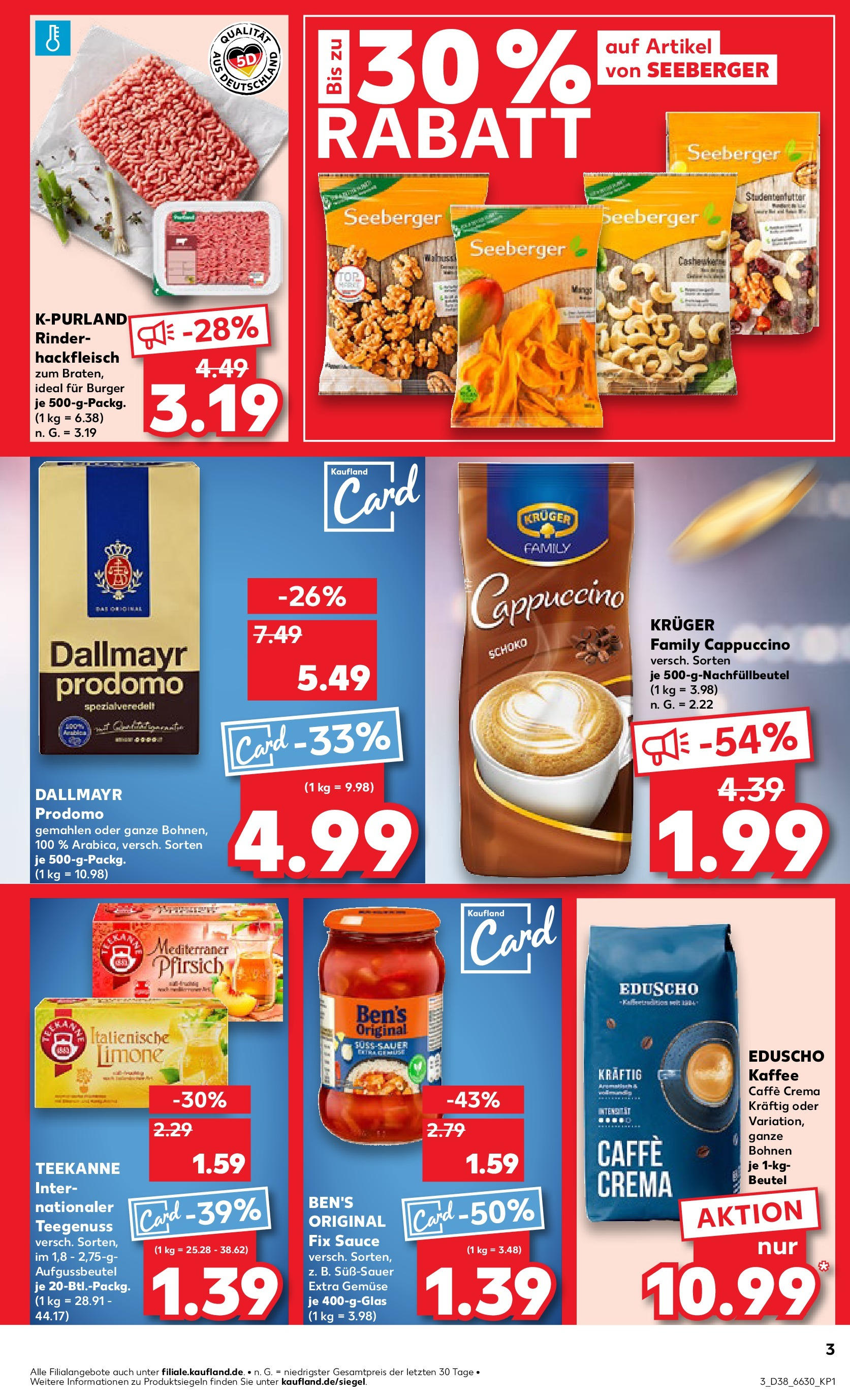 Kaufland Prospekt 	 (ab 19.09.2024) » Angebote Online zum Blättern | Seite: 3 | Produkte: Kaffee, Schnitzel, Gemüse, Eduscho