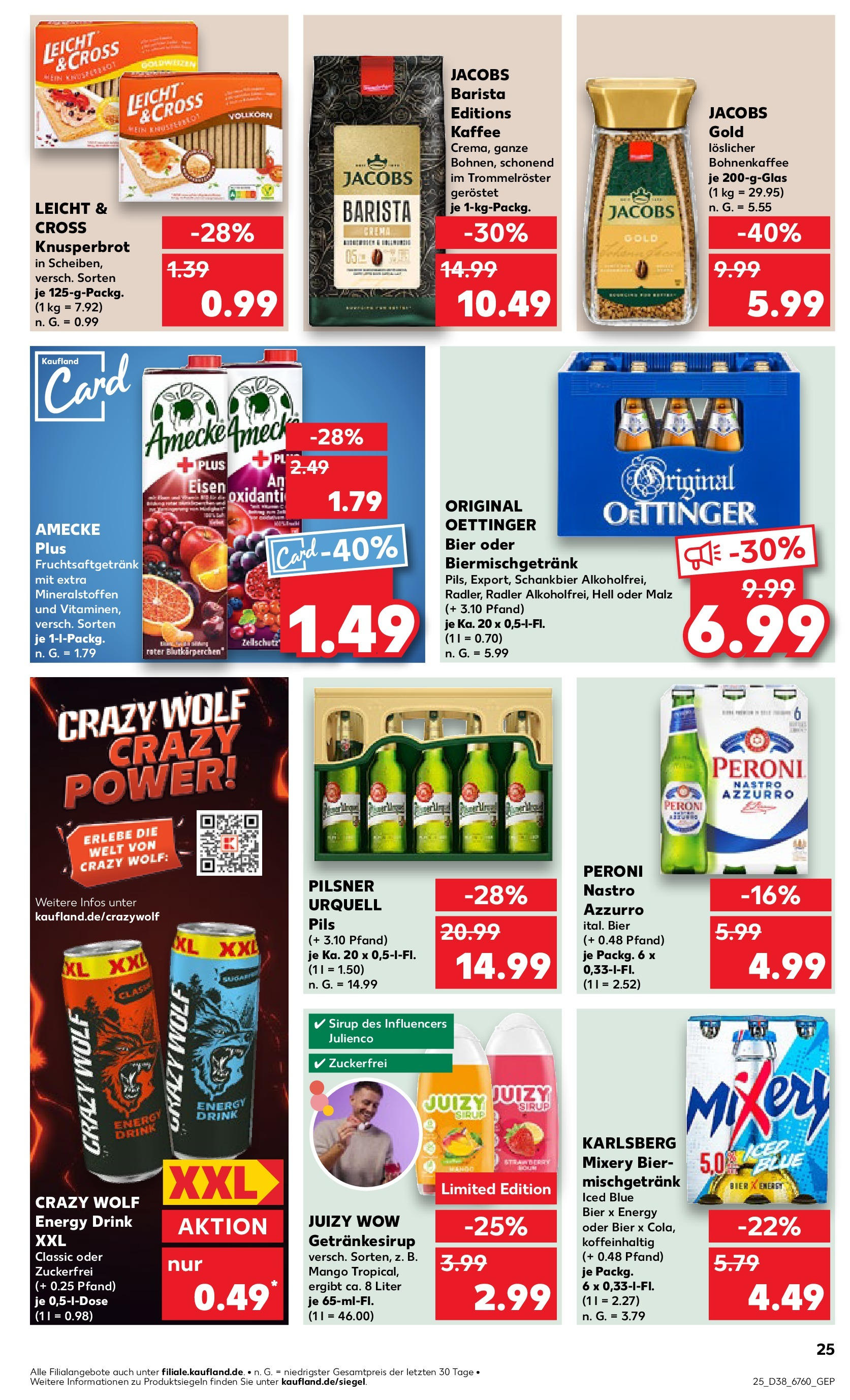 Kaufland - Bayern (ab 19.09.2024) » Angebote Online zum Blättern | Seite: 25 | Produkte: Energy, Kaffee, Pils, Mixery