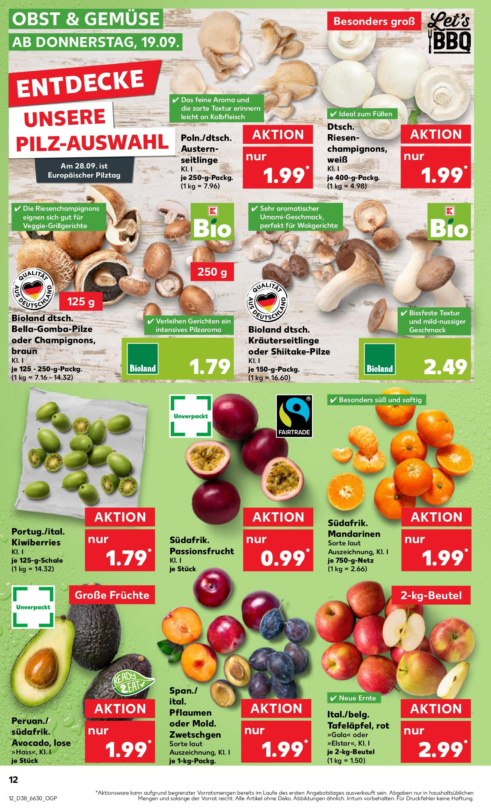 Kaufland Prospekt 	 (ab 19.09.2024) » Angebote Online zum Blättern | Seite: 12 | Produkte: Pflaumen, Mandarinen, Heidelbeeren, Obst