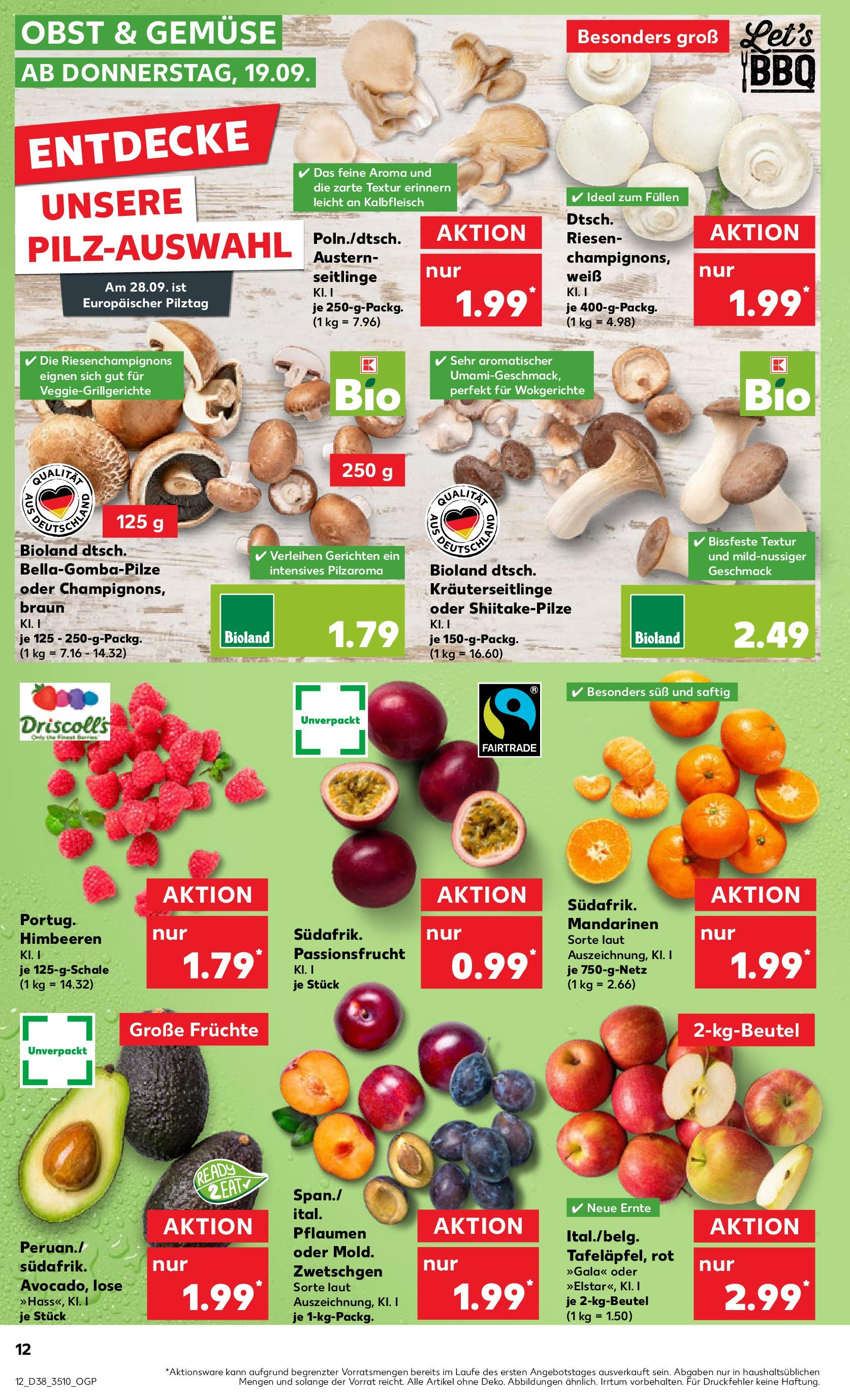 Kaufland - Berlin (ab 19.09.2024) » Angebote Online zum Blättern | Seite: 12 | Produkte: Himbeeren, Pflaumen, Gemüse, Obst