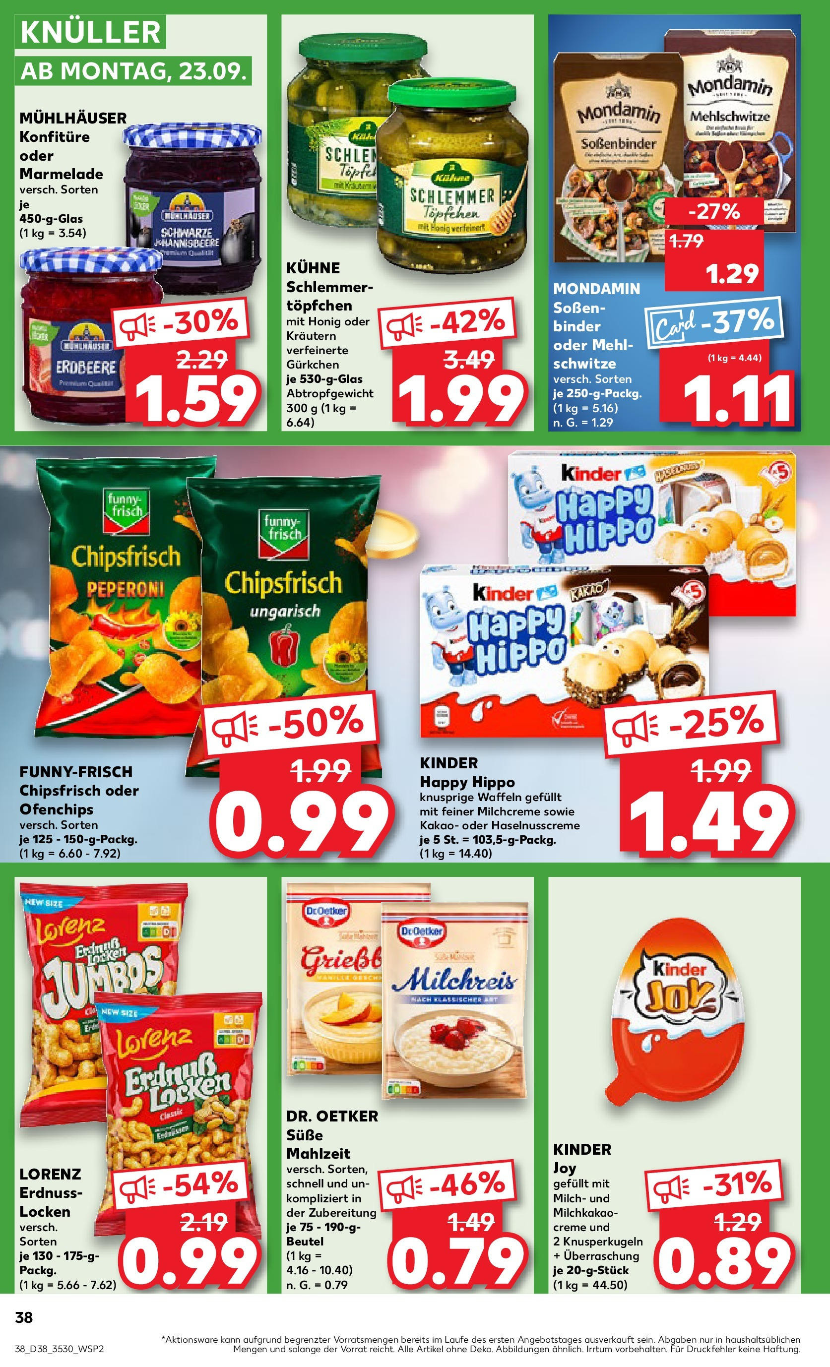 Kaufland - Berlin (ab 19.09.2024) » Angebote Online zum Blättern | Seite: 38 | Produkte: Mehl, Milch, Funny frisch, Creme