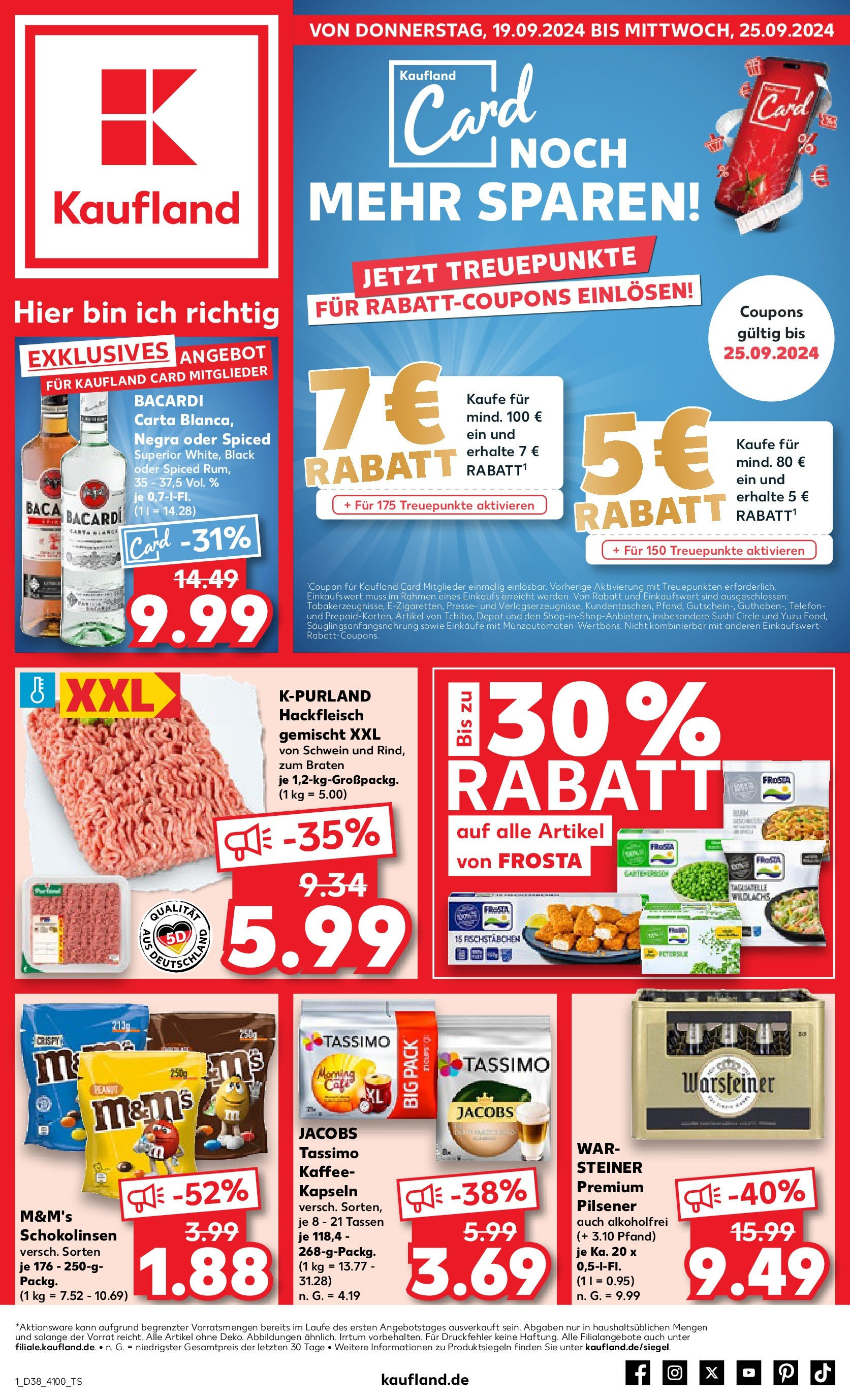 Kaufland - Baden-Württemberg (ab 19.09.2024) » Angebote Online zum Blättern | Seite: 1 | Produkte: Kaffee, Warsteiner, Tassimo, Hackfleisch