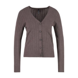 Bria Rib Cardigan, Brown Melange