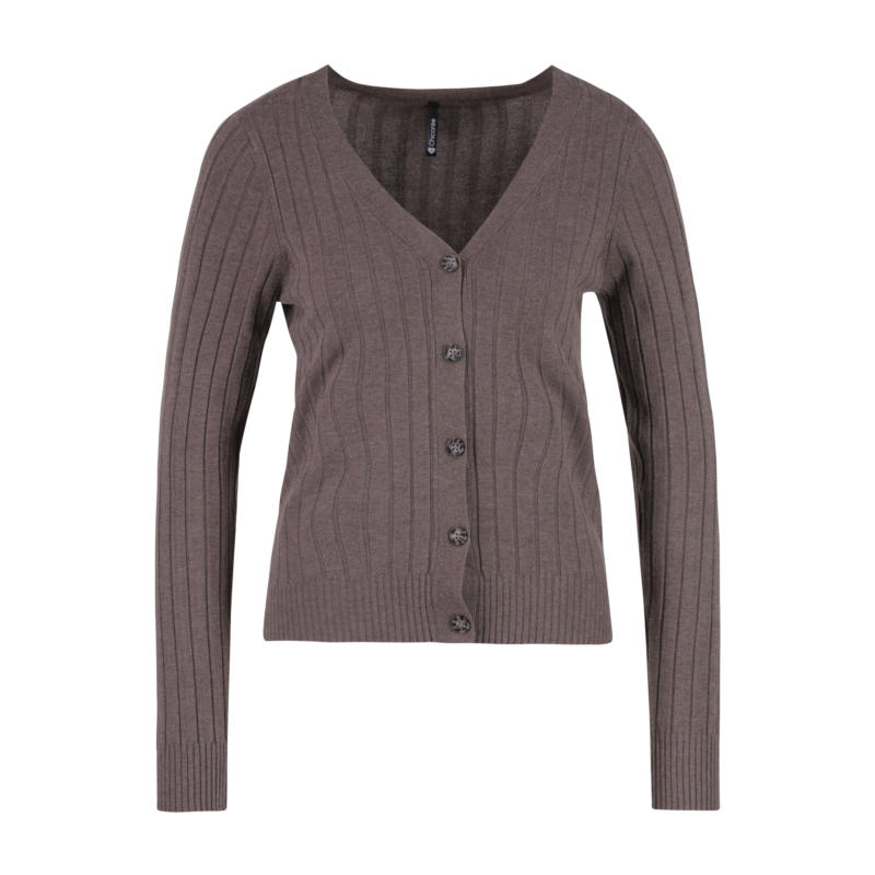 Bria Rib Cardigan, Brown Melange