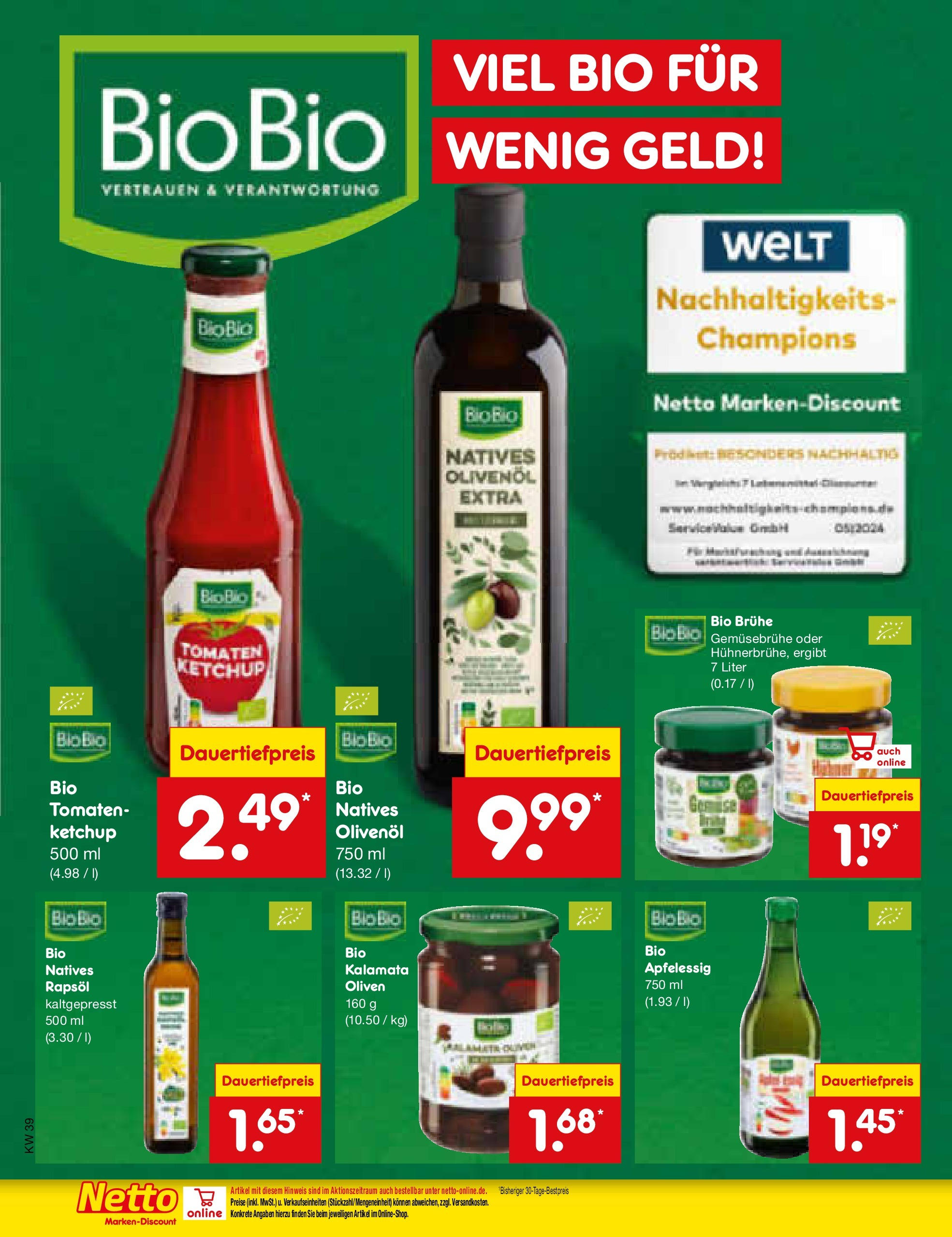 Netto Marken-Discount - Brandenburg (ab 23.09.2024) » Angebote | Seite: 16 | Produkte: Rapsöl, Olivenol, Tomaten, Ketchup