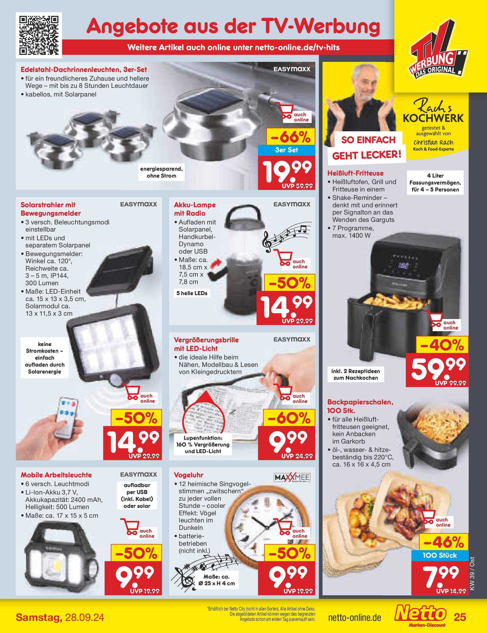 Netto Marken-Discount - Brandenburg (ab 23.09.2024) » Angebote | Seite: 33 | Produkte: USB, Batterie, Wasser, Heißluftfritteuse