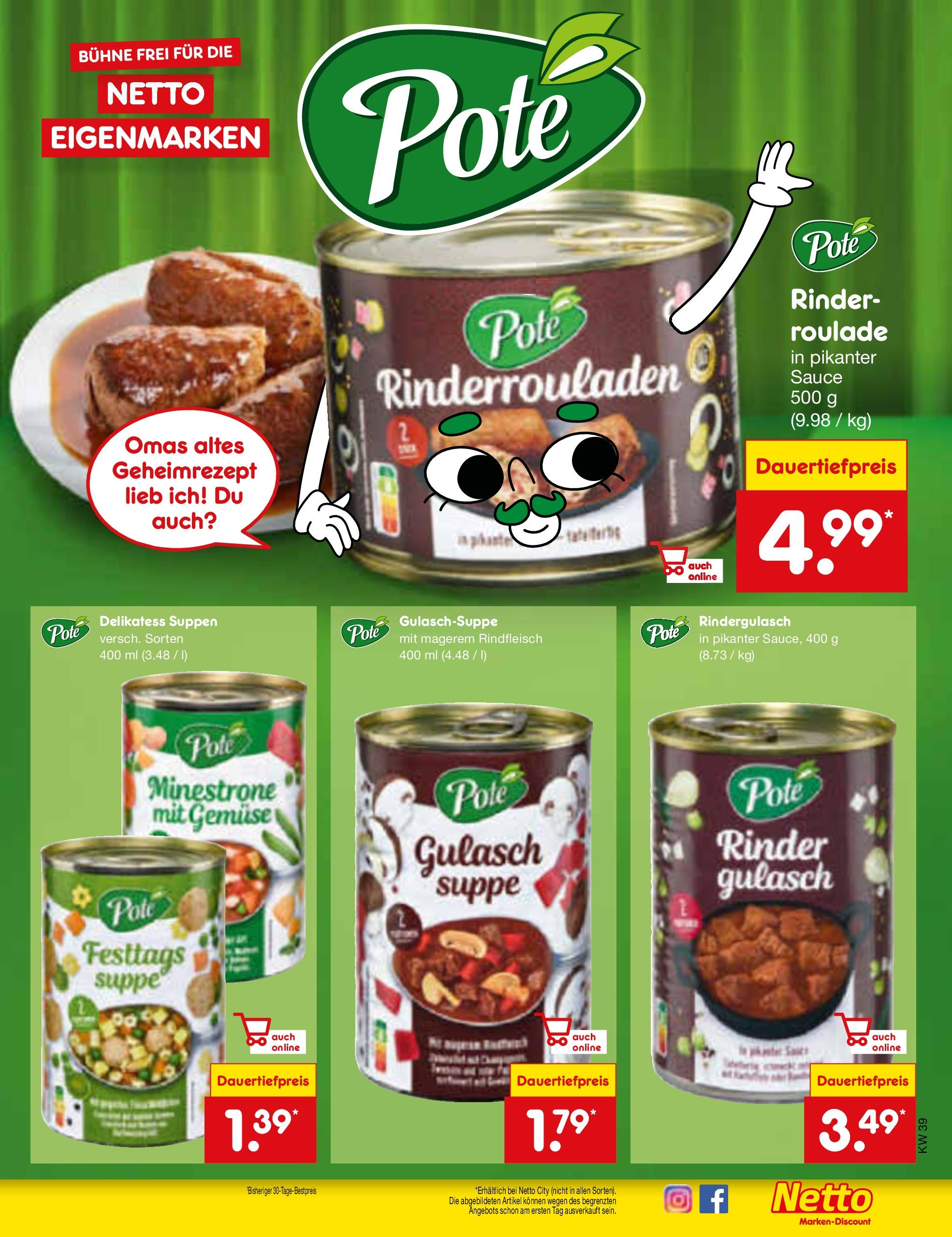 Netto Marken-Discount - Niedersachsen (ab 23.09.2024) » Angebote | Seite: 52 | Produkte: Rinderrouladen, Rindergulasch, Gulasch, Rindfleisch