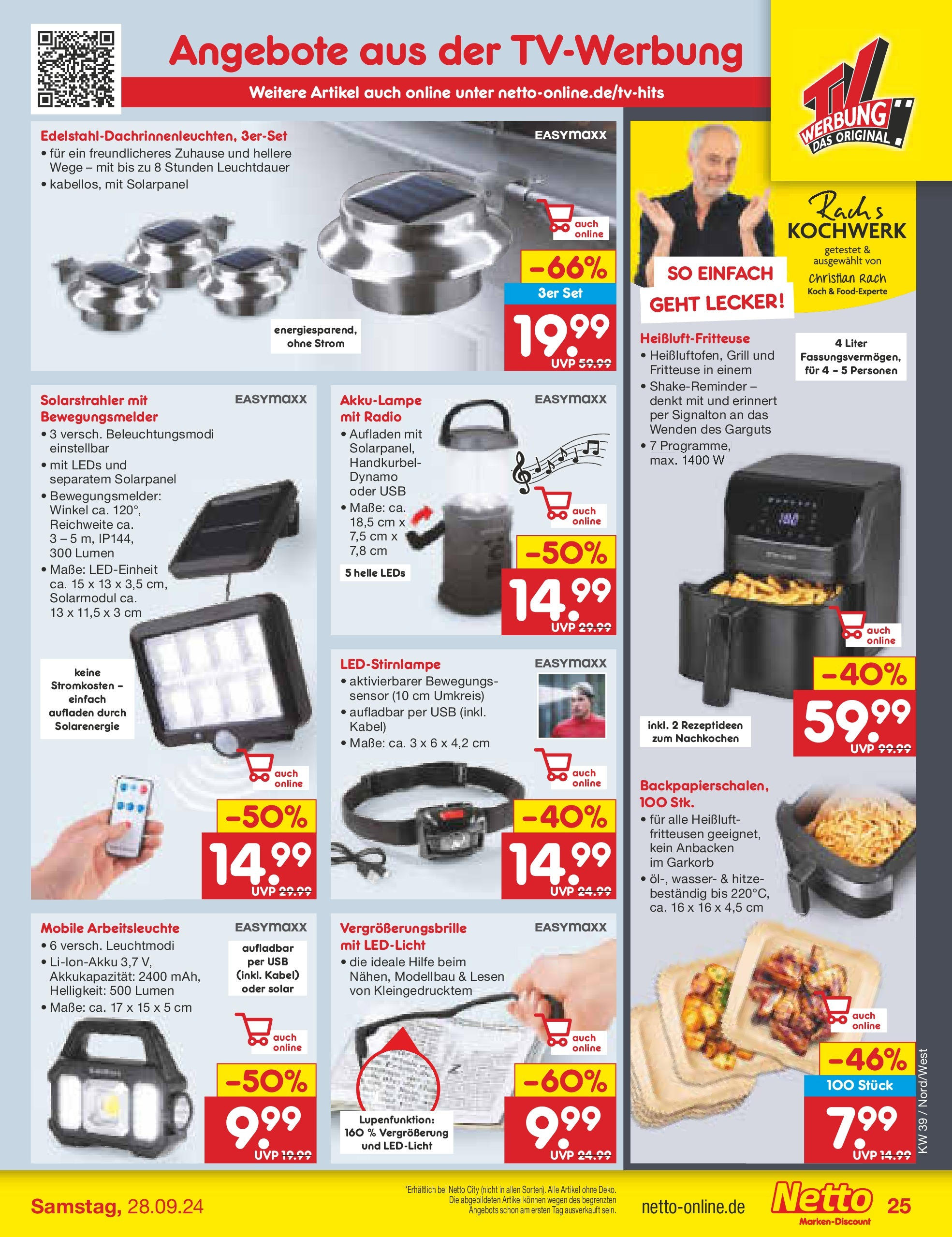 Netto Marken-Discount - Niedersachsen (ab 23.09.2024) » Angebote | Seite: 33 | Produkte: USB, Wasser, Fritteuse, Heißluftfritteuse