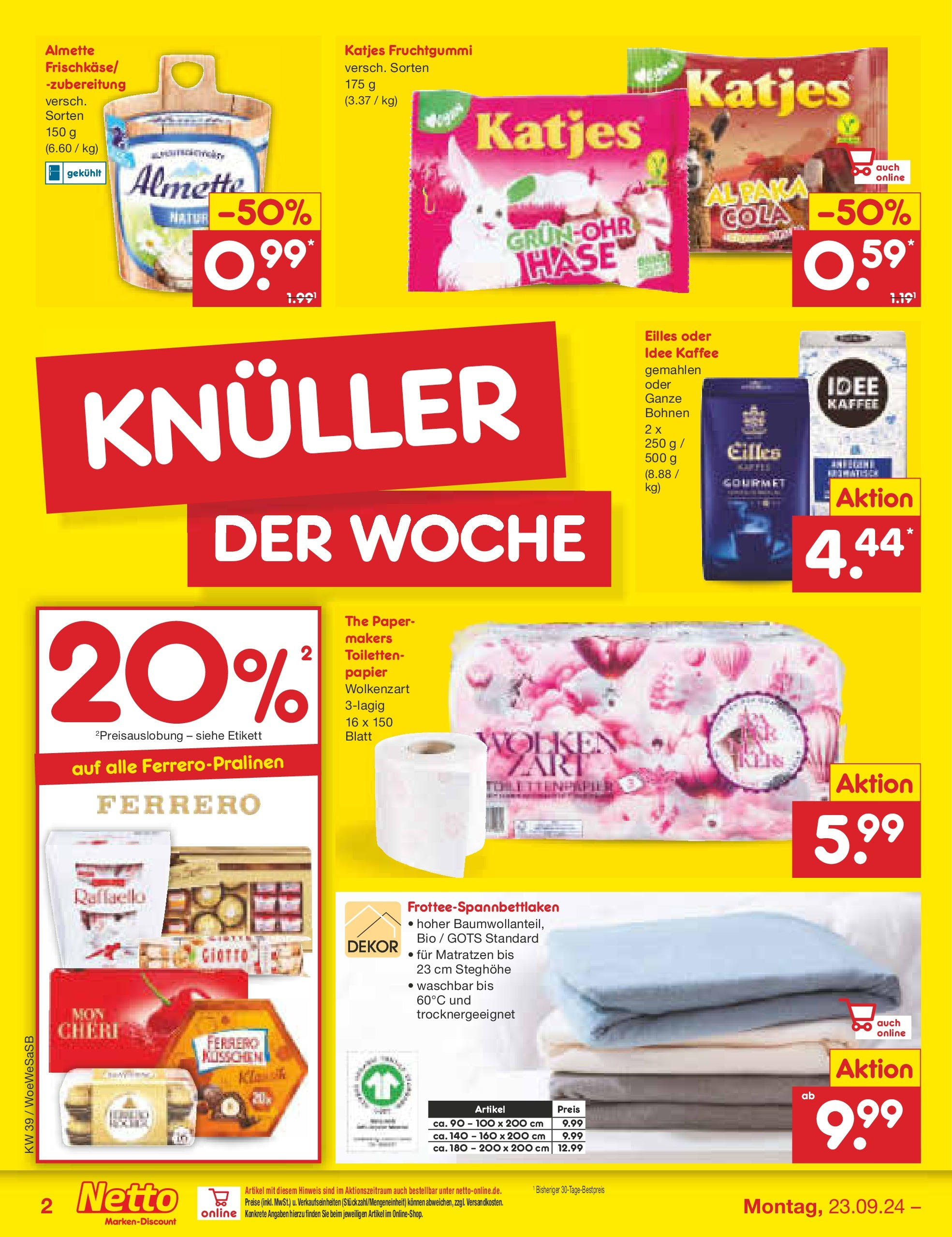 Netto Marken-Discount - Saarland (ab 23.09.2024) » Angebote | Seite: 2 | Produkte: Raffaello, Almette, Cola, Katjes