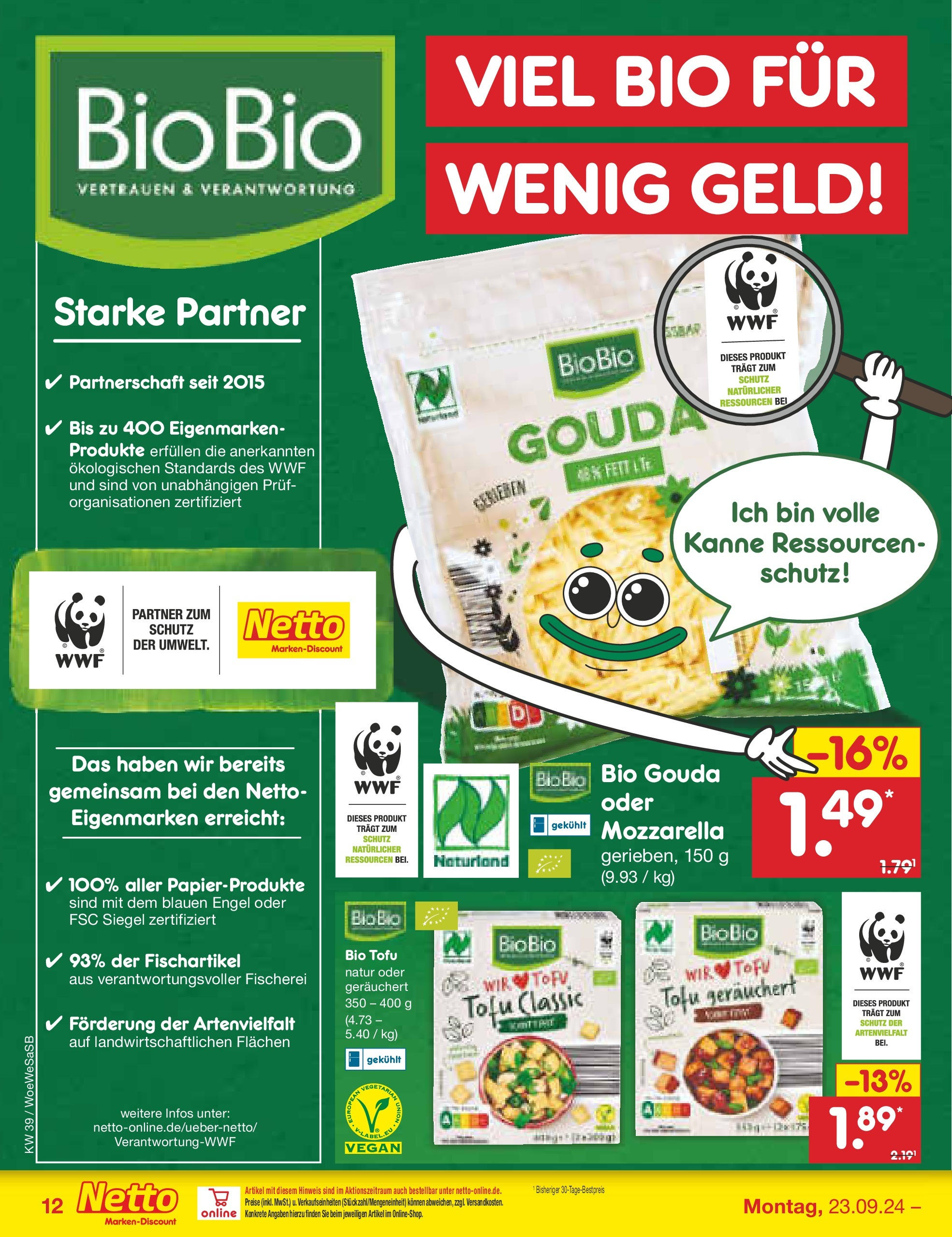 Netto Marken-Discount - Saarland (ab 23.09.2024) » Angebote | Seite: 14 | Produkte: Mozzarella, Gouda