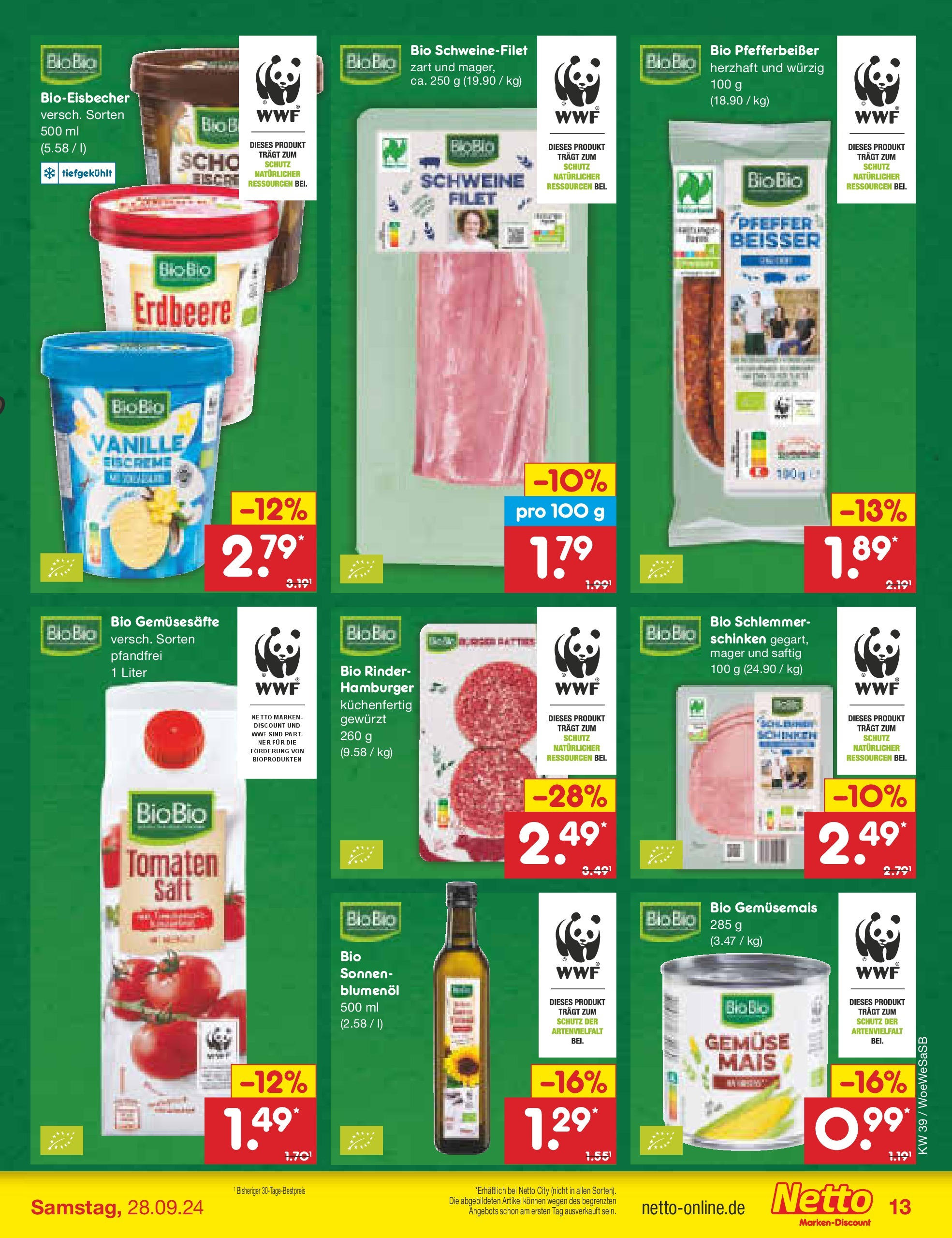 Netto Marken-Discount - Saarland (ab 23.09.2024) » Angebote | Seite: 15 | Produkte: Eiscreme, Gemüse, Pfeffer, Schinken