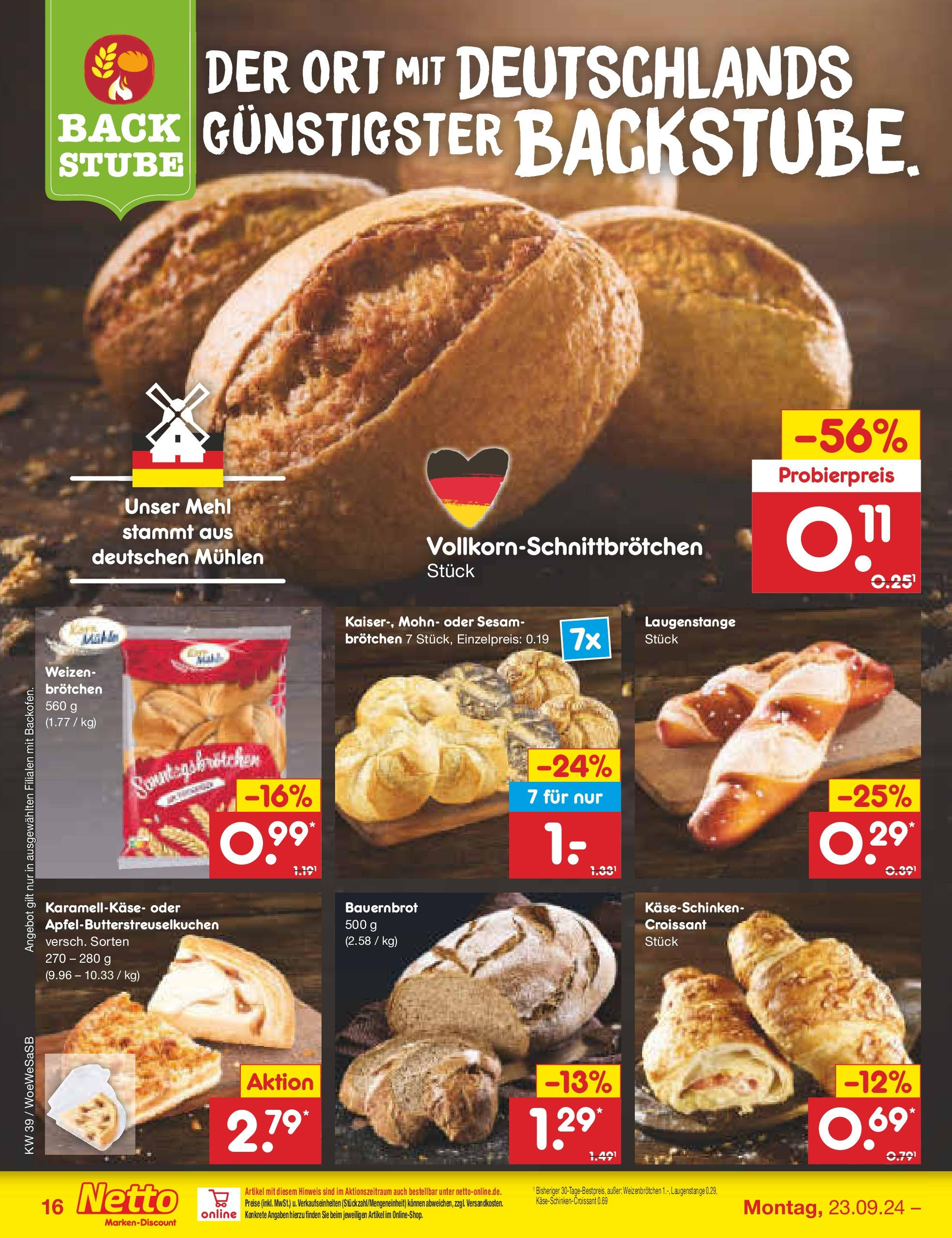 Netto Marken-Discount - Saarland (ab 23.09.2024) » Angebote | Seite: 20 | Produkte: Mehl, Croissant