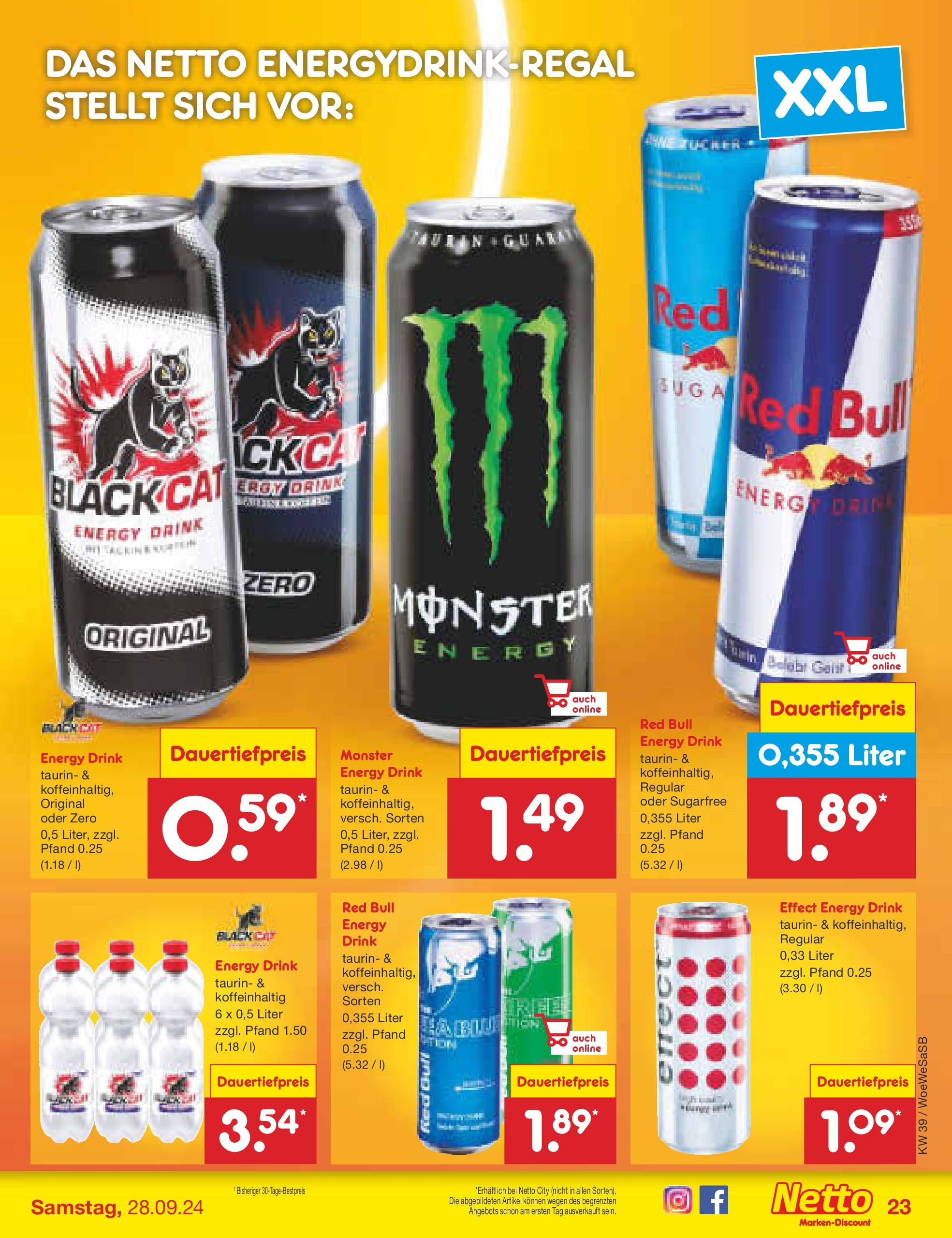 Netto Marken-Discount - Saarland (ab 23.09.2024) » Angebote | Seite: 27 | Produkte: Red bull, Energy, Monster