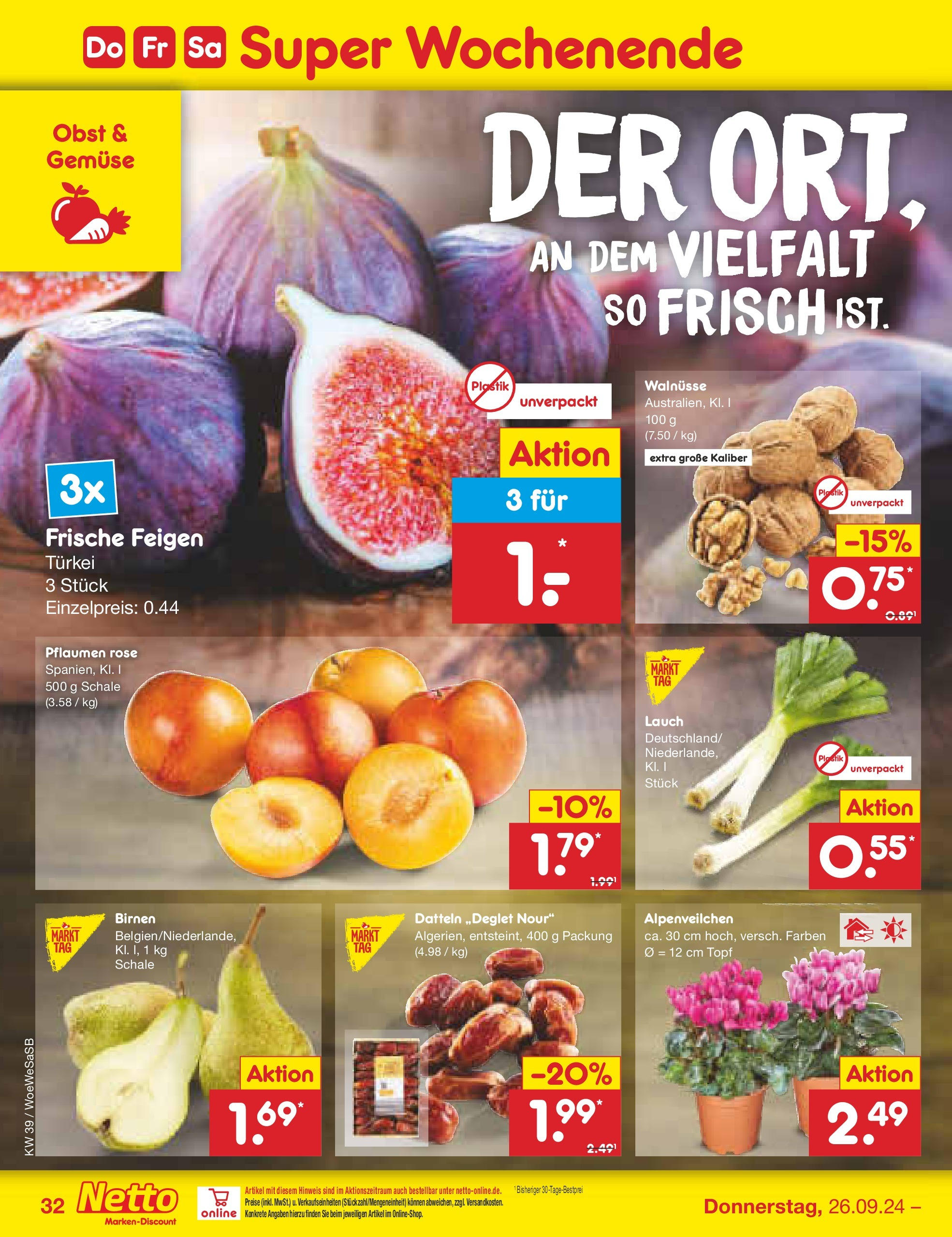 Netto Marken-Discount - Saarland (ab 23.09.2024) » Angebote | Seite: 42 | Produkte: Walnüsse, Pflaumen, Gemüse, Obst