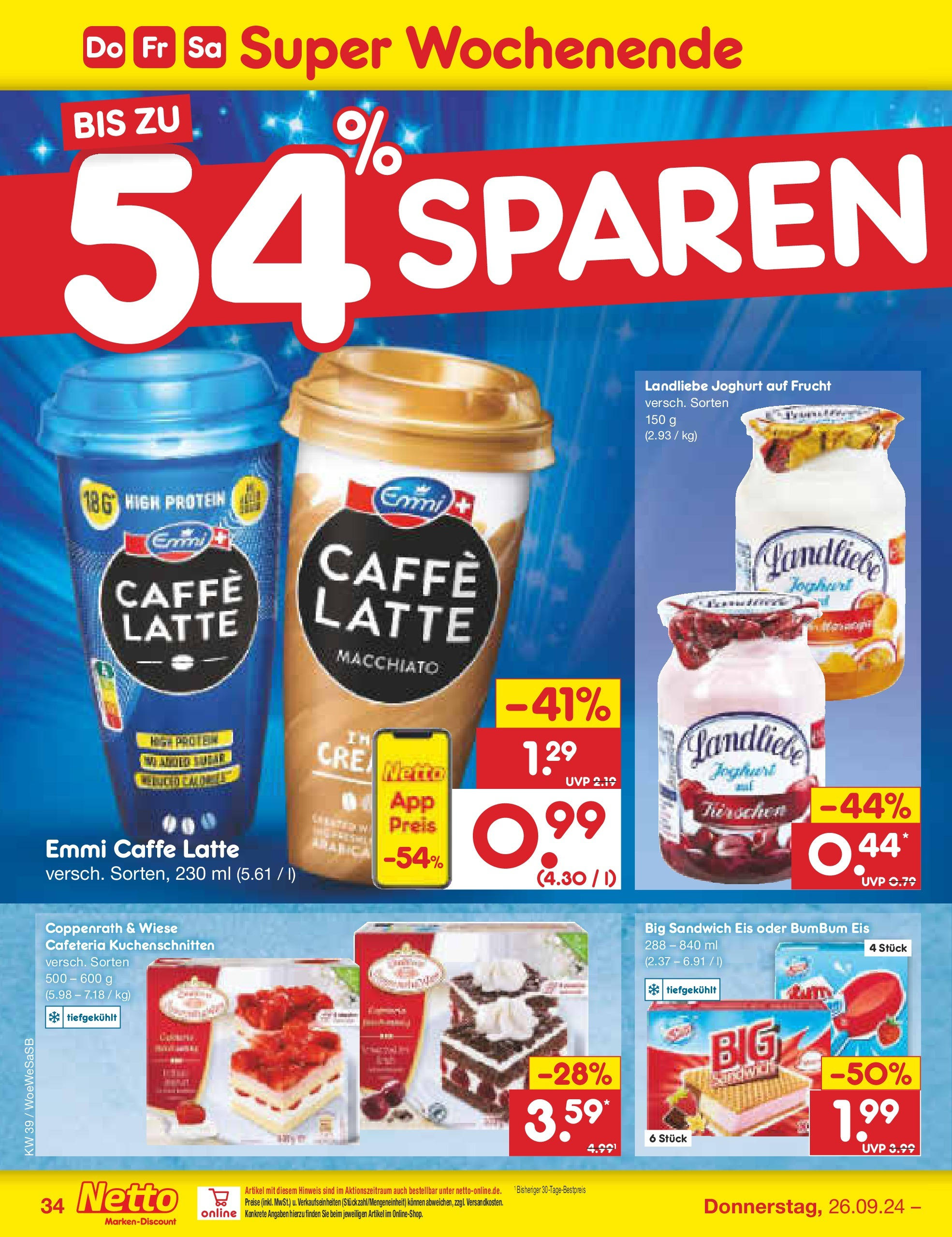 Netto Marken-Discount - Saarland (ab 23.09.2024) » Angebote | Seite: 44 | Produkte: Joghurt, Landliebe joghurt, Eis