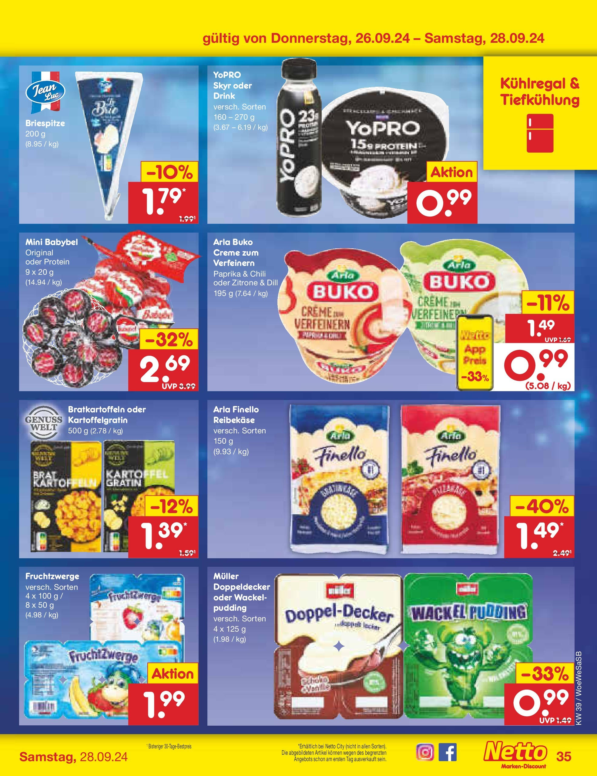 Netto Marken-Discount - Saarland (ab 23.09.2024) » Angebote | Seite: 45 | Produkte: Fruchtzwerge, Paprika, Dill, Babybel