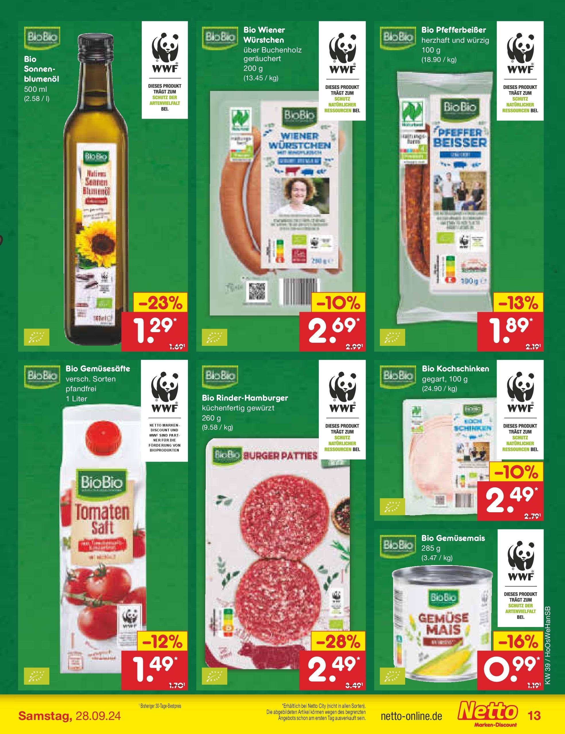 Netto Marken-Discount - Niedersachsen (ab 23.09.2024) » Angebote | Seite: 15 | Produkte: Burger, Tomaten, Gemüse, Pfeffer