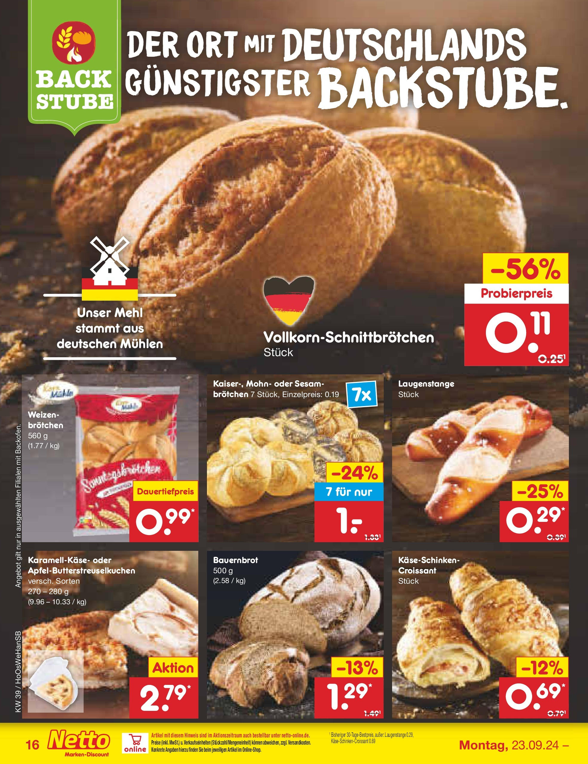 Netto Marken-Discount - Niedersachsen (ab 23.09.2024) » Angebote | Seite: 20 | Produkte: Mehl, Croissant