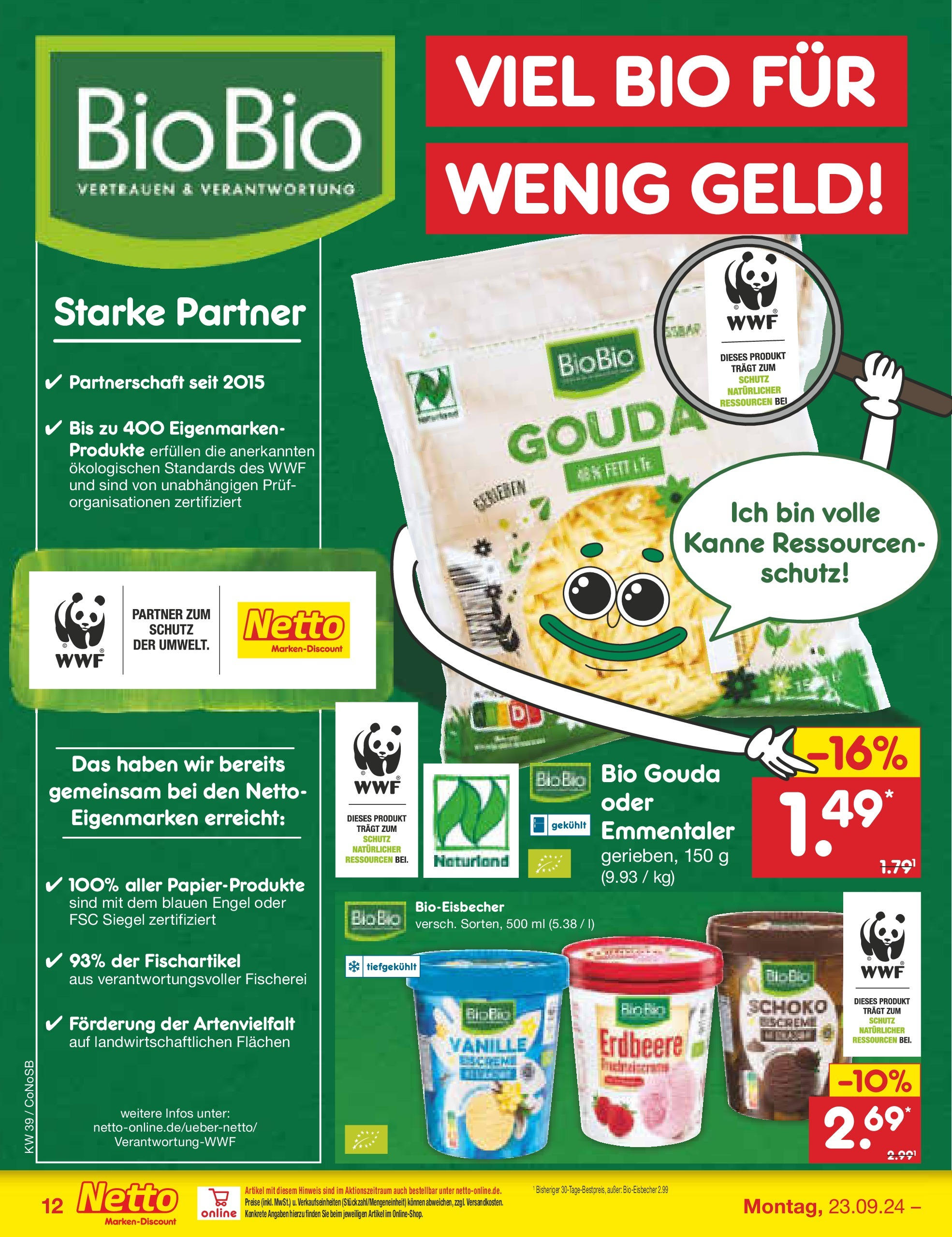 Netto Marken-Discount - Brandenburg (ab 23.09.2024) » Angebote | Seite: 14 | Produkte: Gouda, Eiscreme