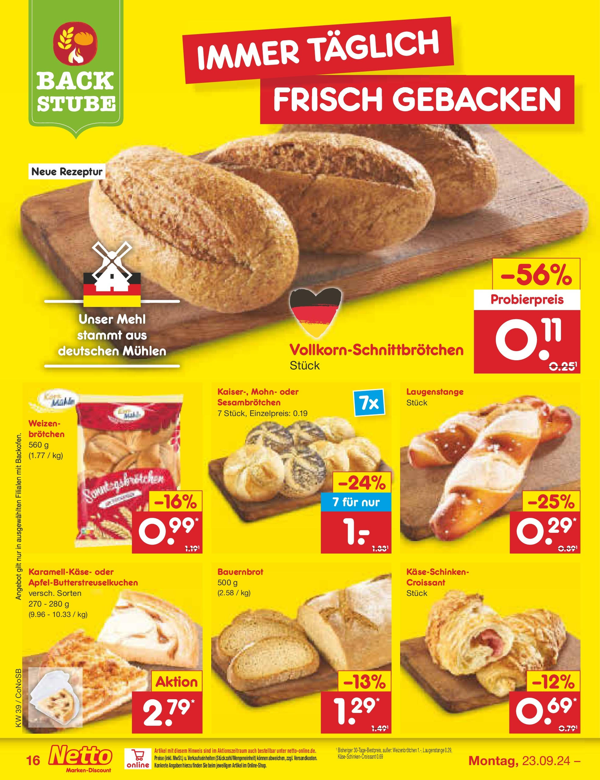 Netto Marken-Discount - Brandenburg (ab 23.09.2024) » Angebote | Seite: 20 | Produkte: Mehl, Croissant