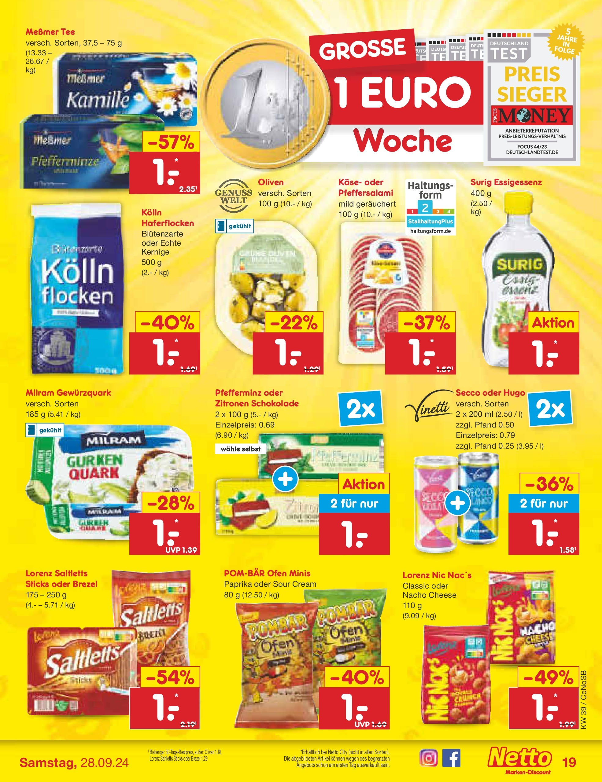 Netto Marken-Discount - Brandenburg (ab 23.09.2024) » Angebote | Seite: 23 | Produkte: Tee, Hugo, Flocken, Zitronen