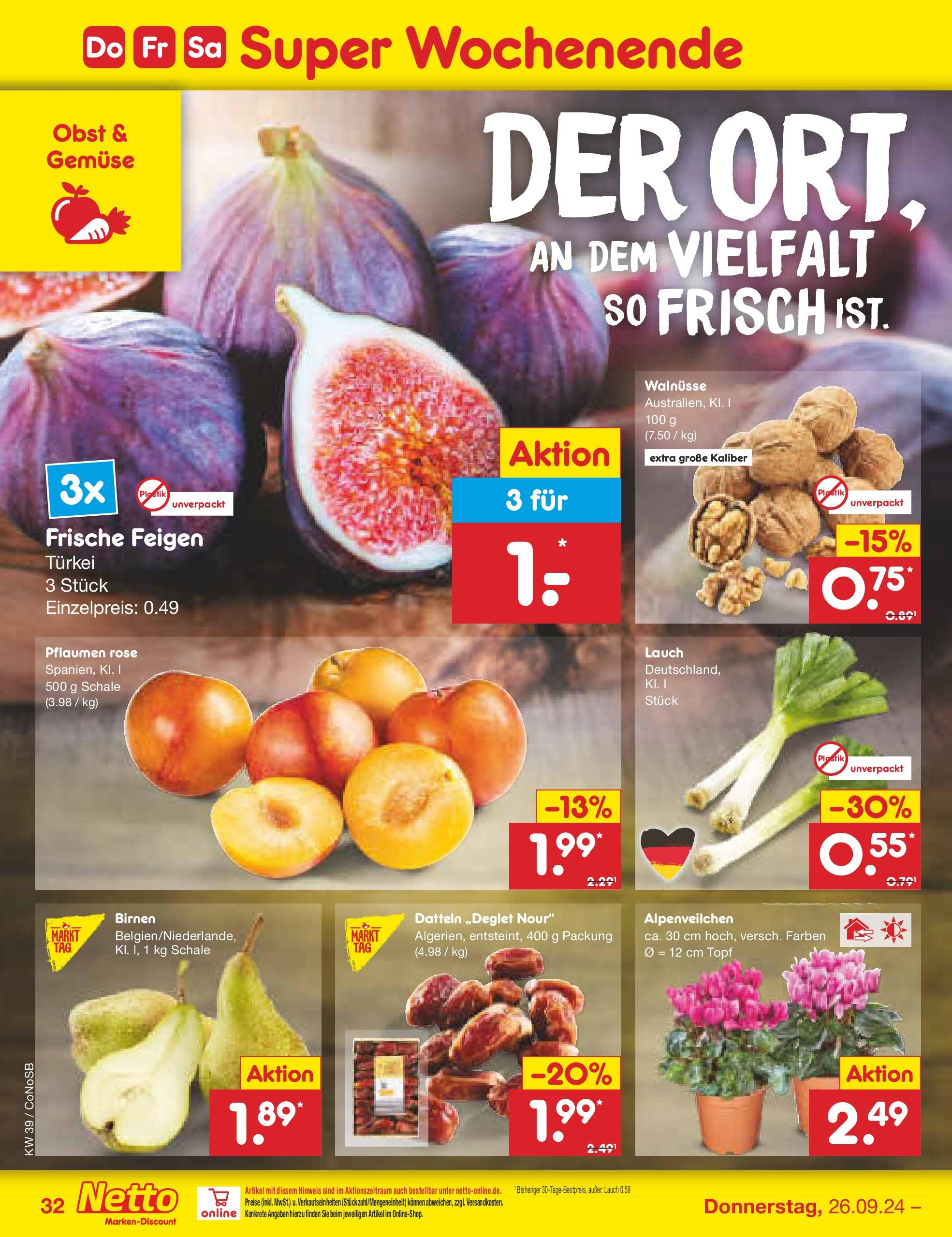 Netto Marken-Discount - Brandenburg (ab 23.09.2024) » Angebote | Seite: 42 | Produkte: Walnüsse, Pflaumen, Gemüse, Obst