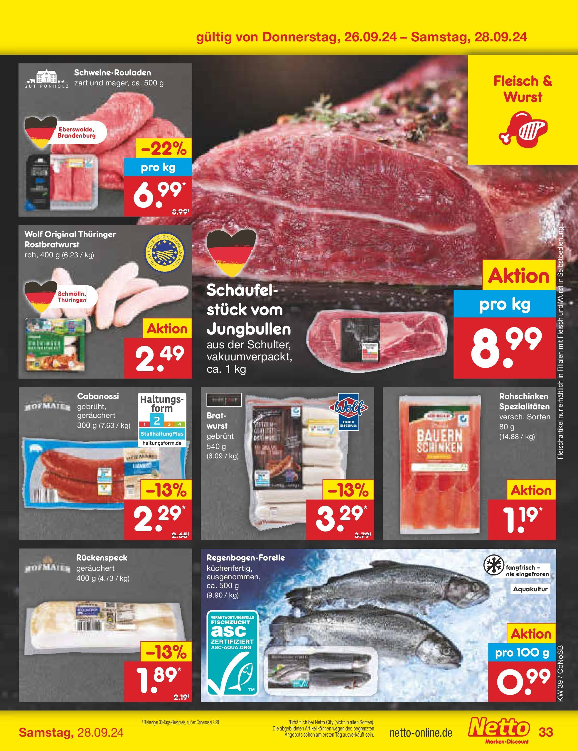 Netto Marken-Discount - Brandenburg (ab 23.09.2024) » Angebote | Seite: 43 | Produkte: Wurst, Fleisch